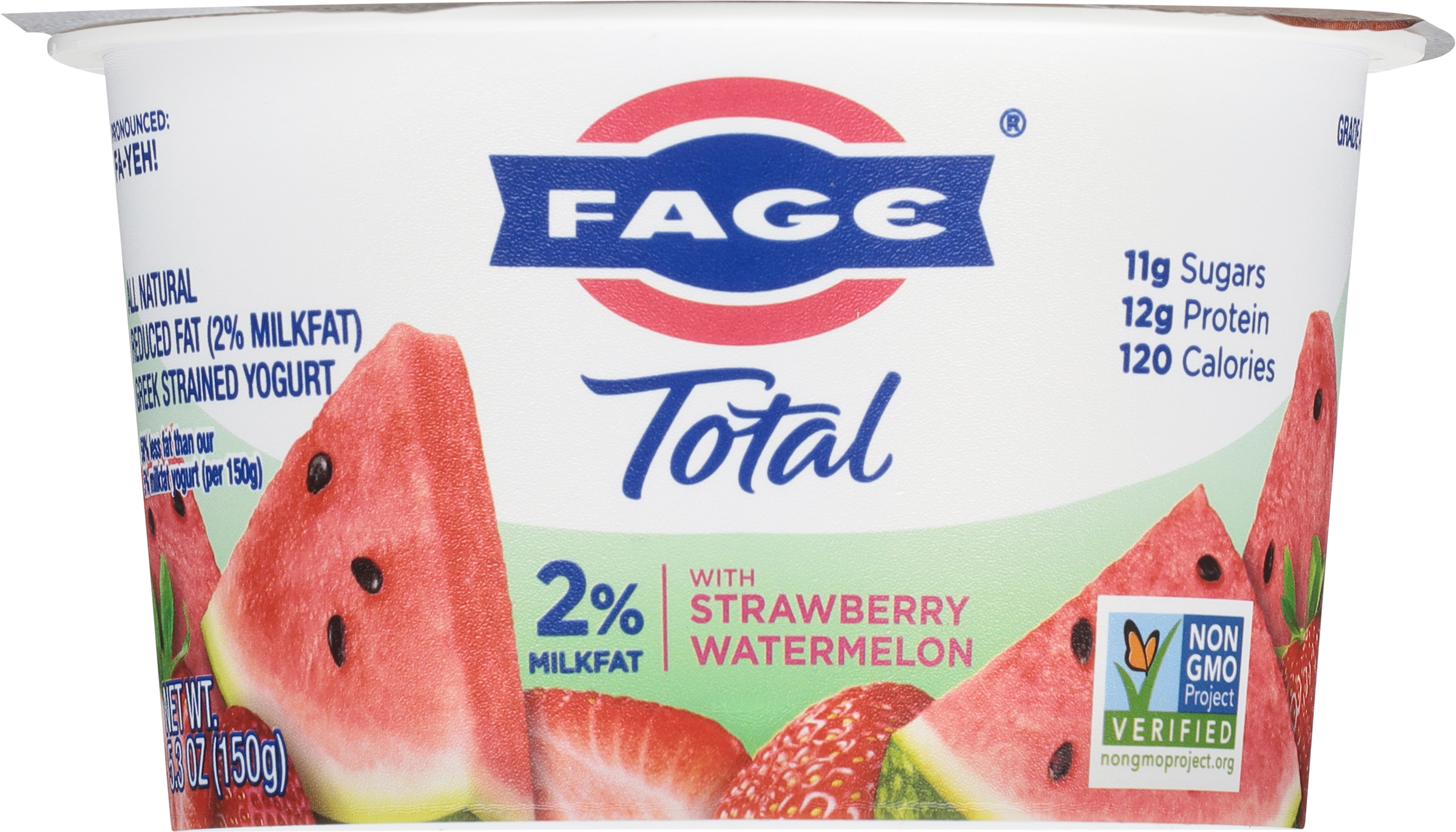 Yogurt, Greek, Reduced Fat, Strawberry Watermelon, Strained