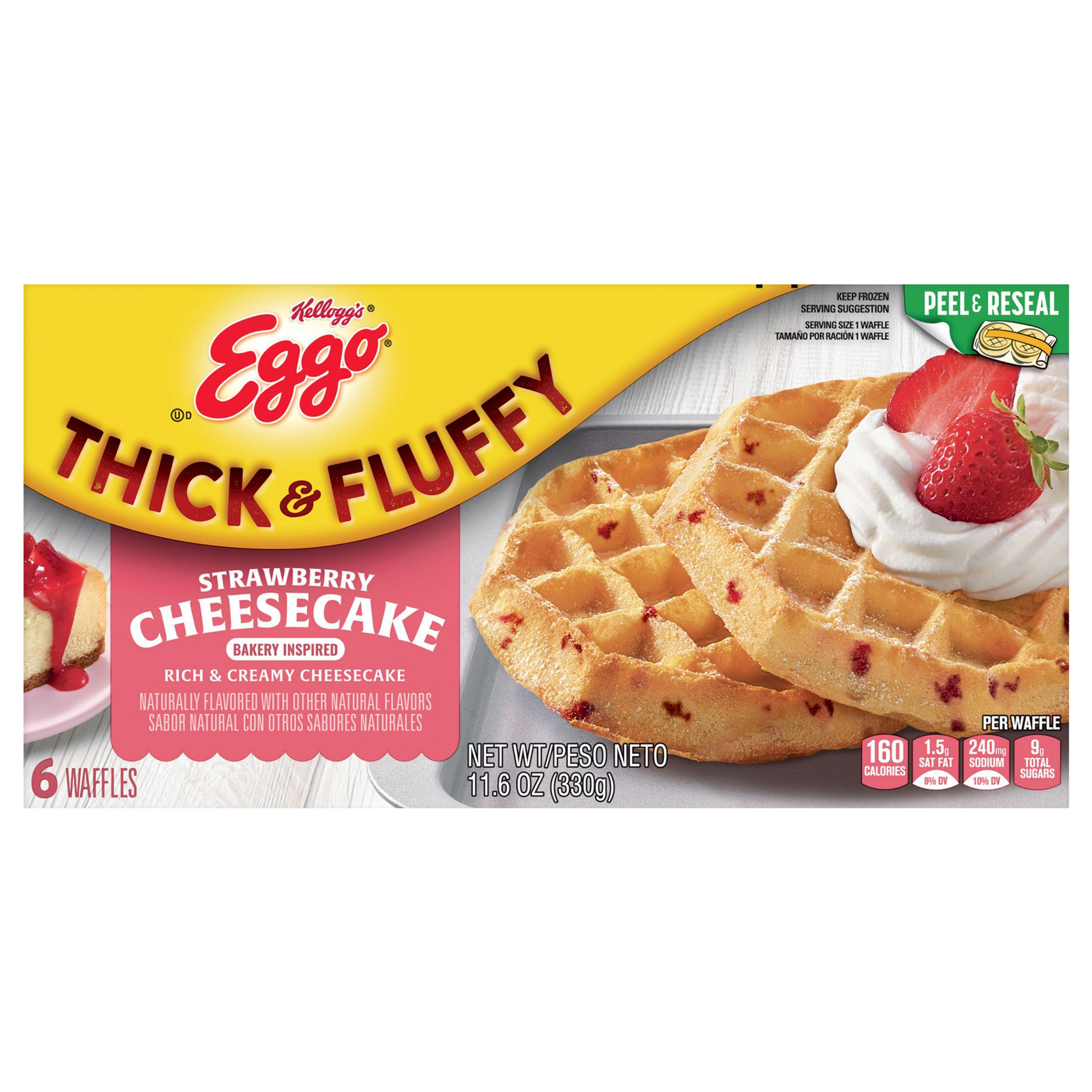 Waffles, Strawberry Cheesecake, Thick & Fluffy