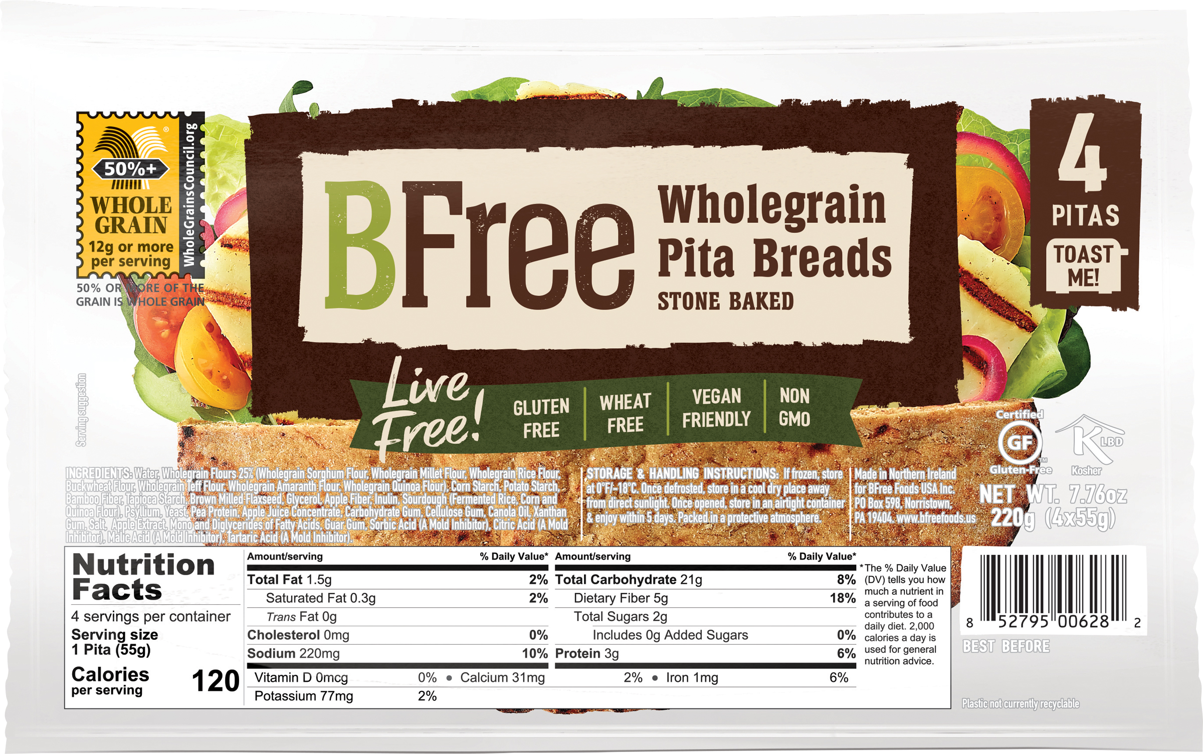 Pita Breads, Whole Grain, Stone Baked