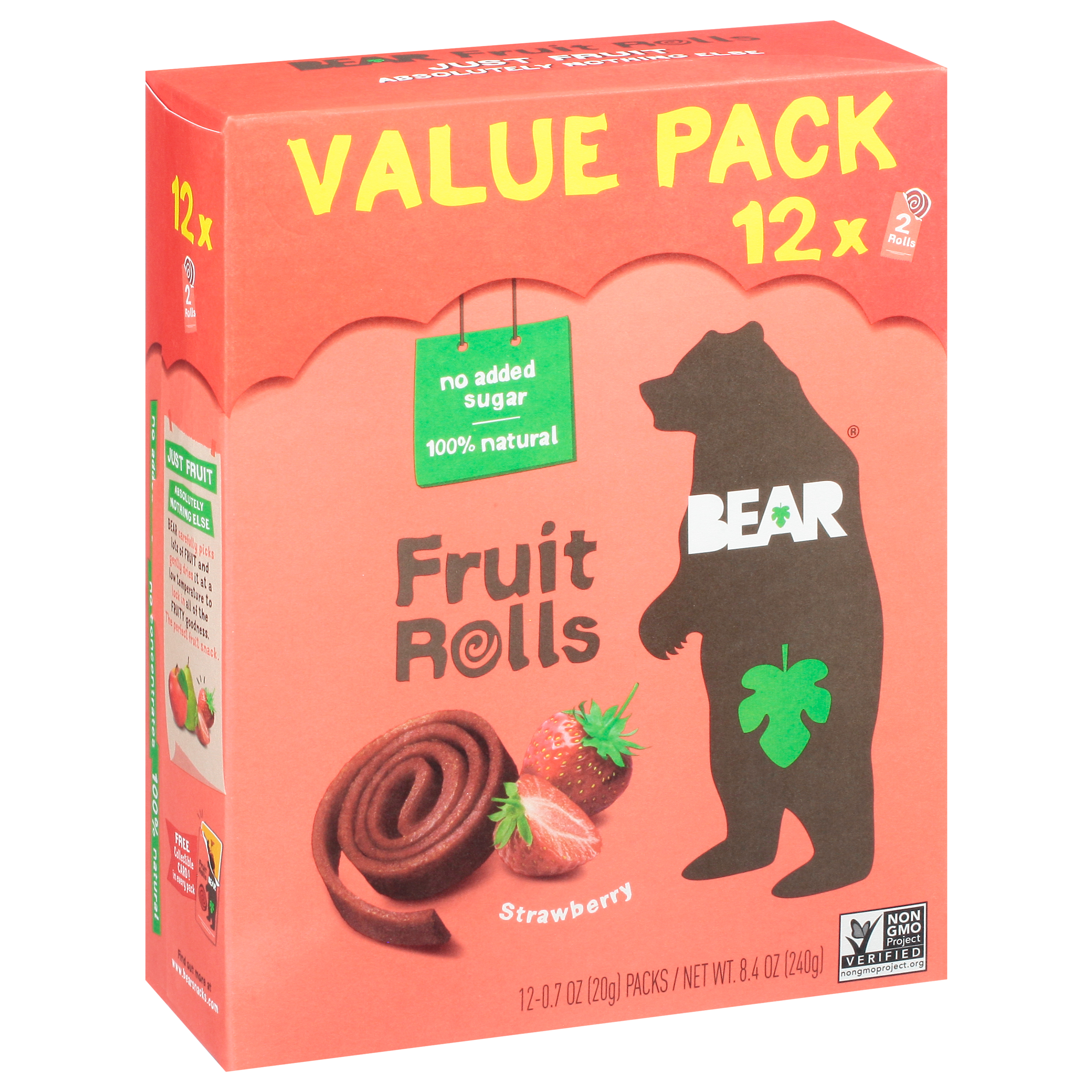 Bear Strawberry Fruit Rolls Value Pack 12 - 0.7 Oz Packs