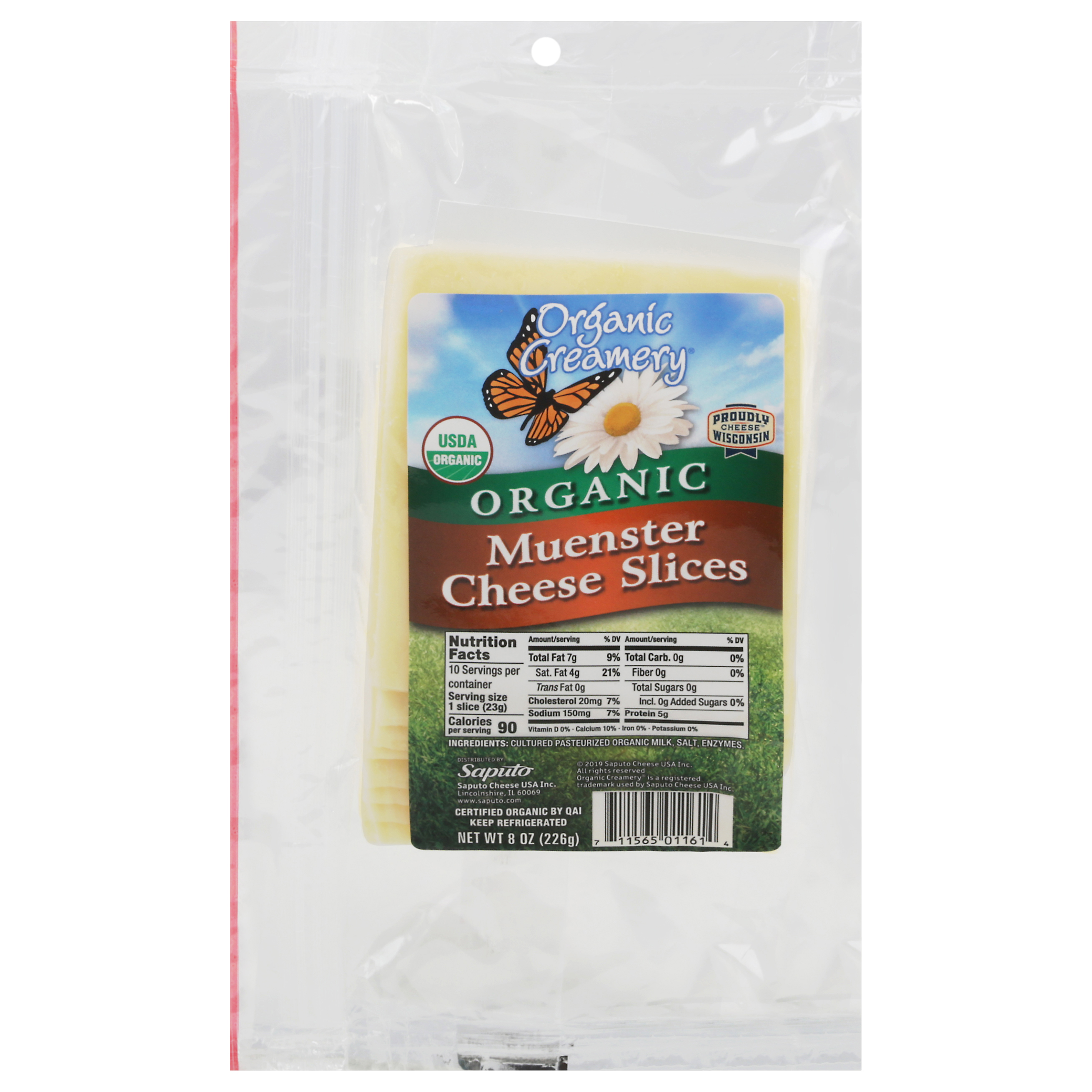 Organic Creamery Organic Muenster Cheese Slices 8 Oz