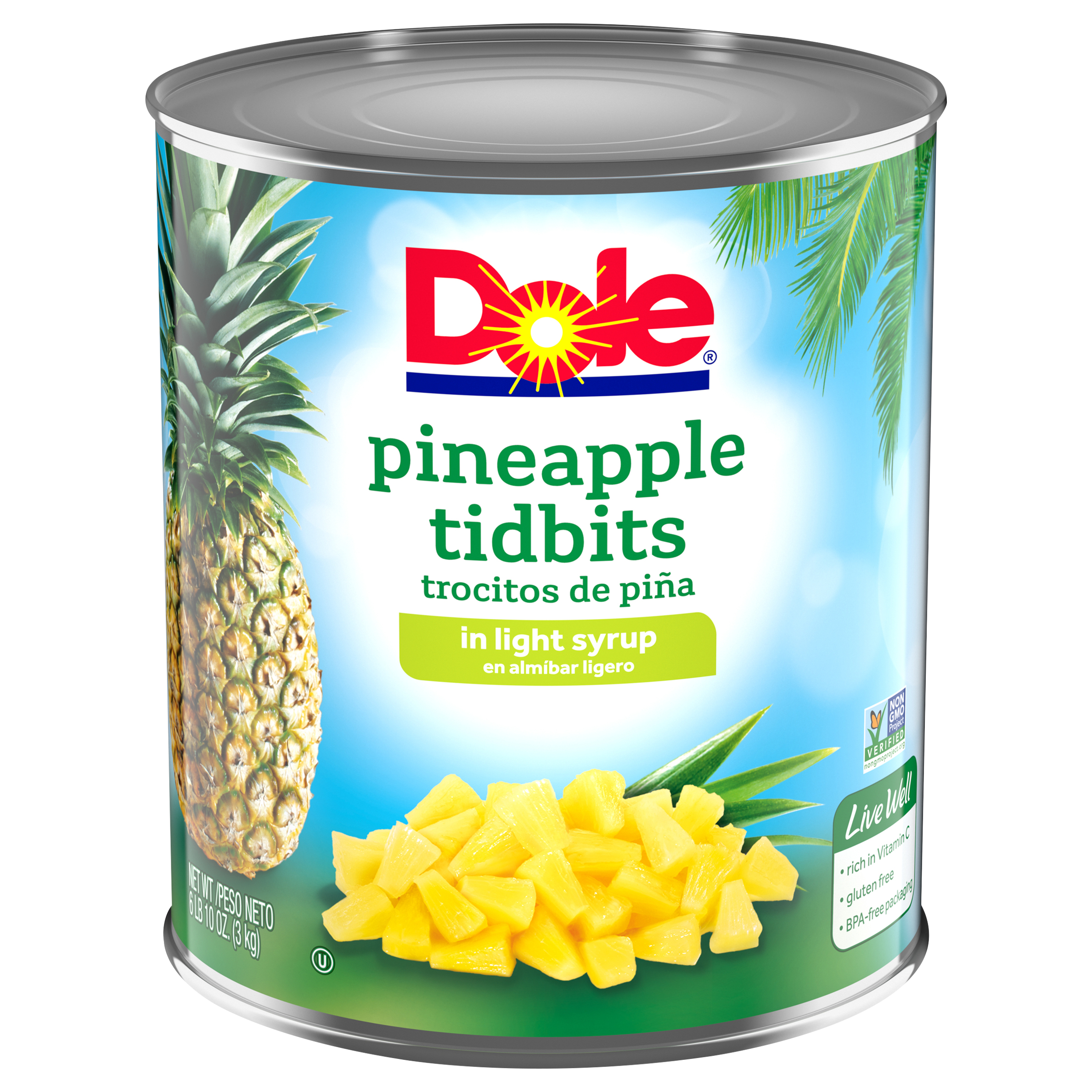 Dole Pineapple Tidbits In Light Syrup 6.63 Lb. Can