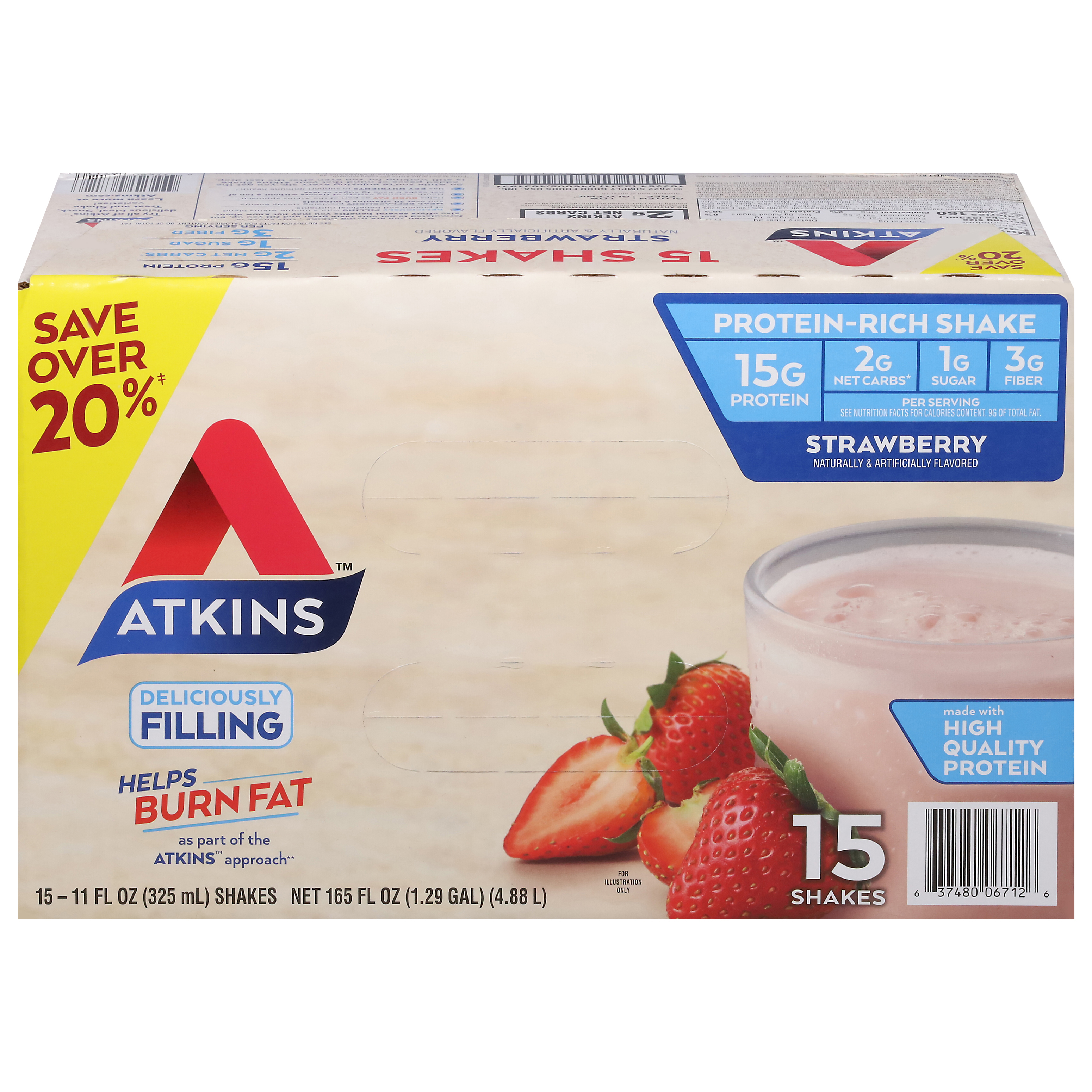Atkins Strawberry Protein-rich Shake 15 - 11 Fl Oz Packs