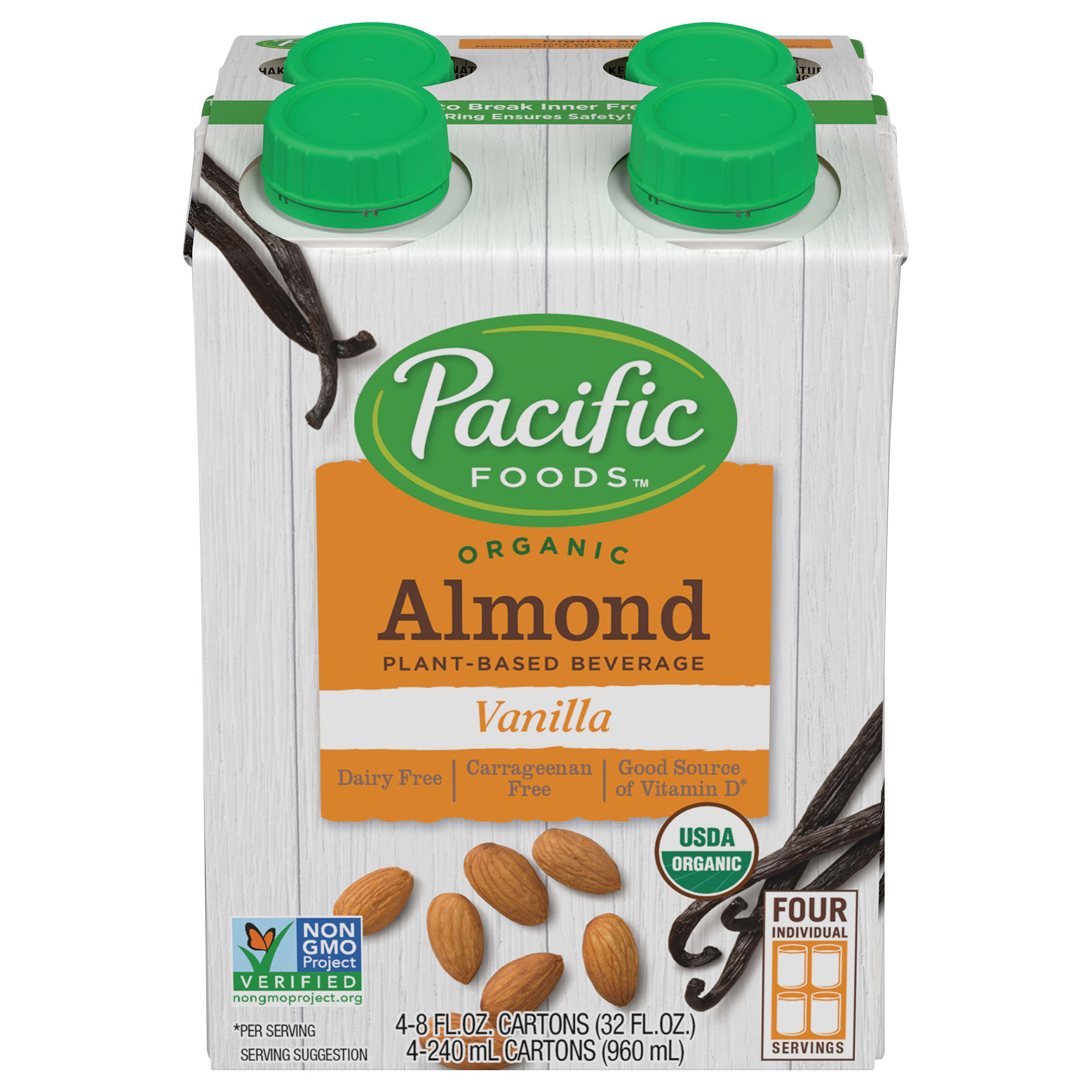 Pacific Foods 4 Pack Organic Vanilla Almond Beverage 4 Ea