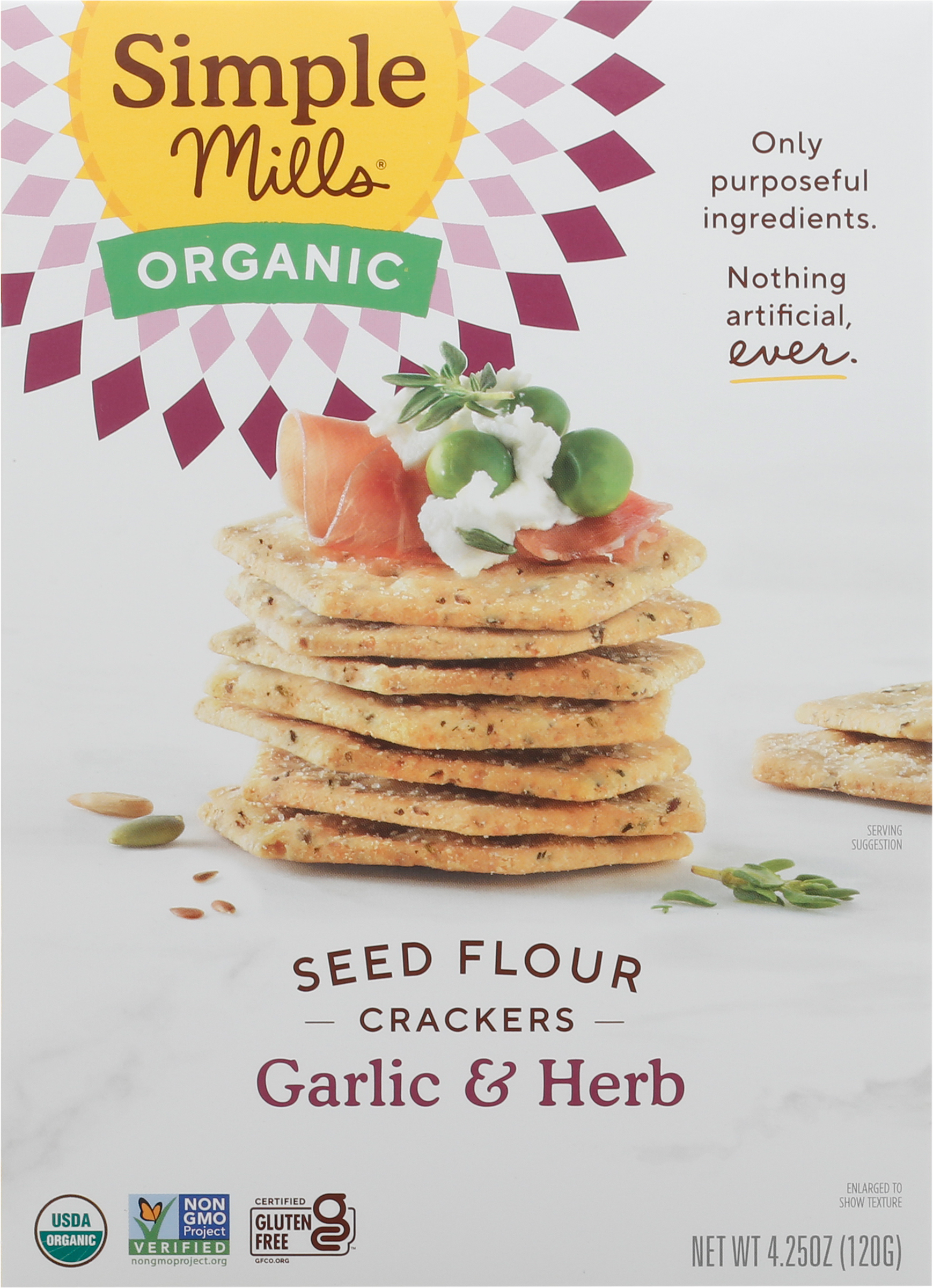 Crackers, Organic, Garlic & Herb, Seed Flour