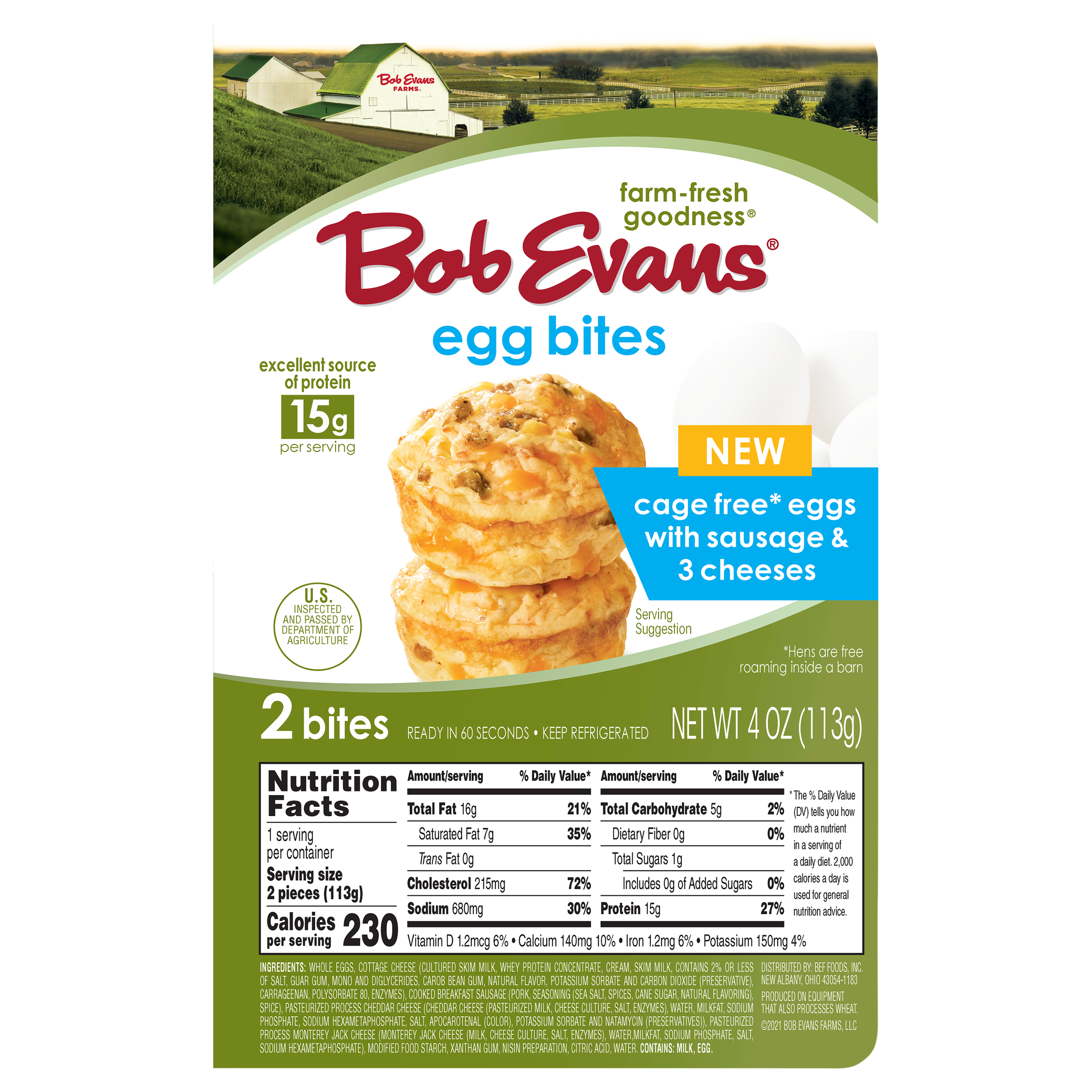 Bob Evans Sausage & 3 Cheeses Egg Bites 2 Ea