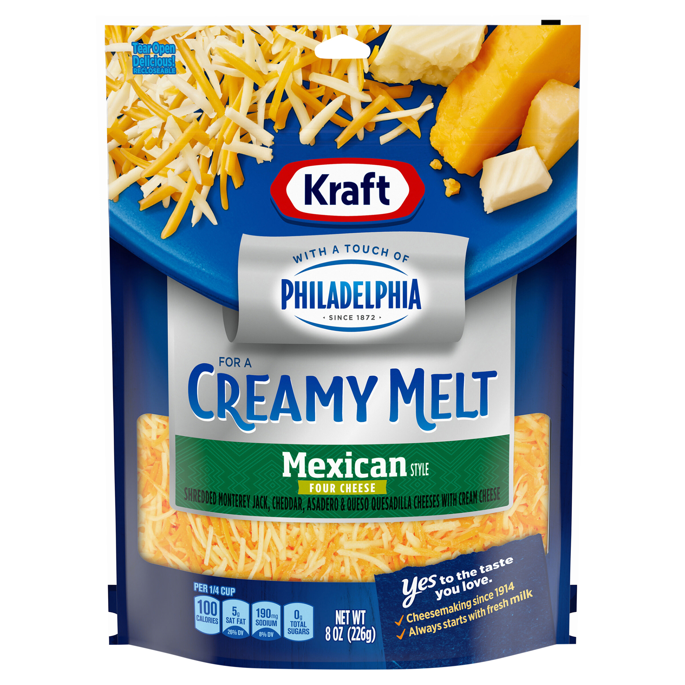 Shredded Cheese, with Cream Cheese, Four Cheese, Mexican Style