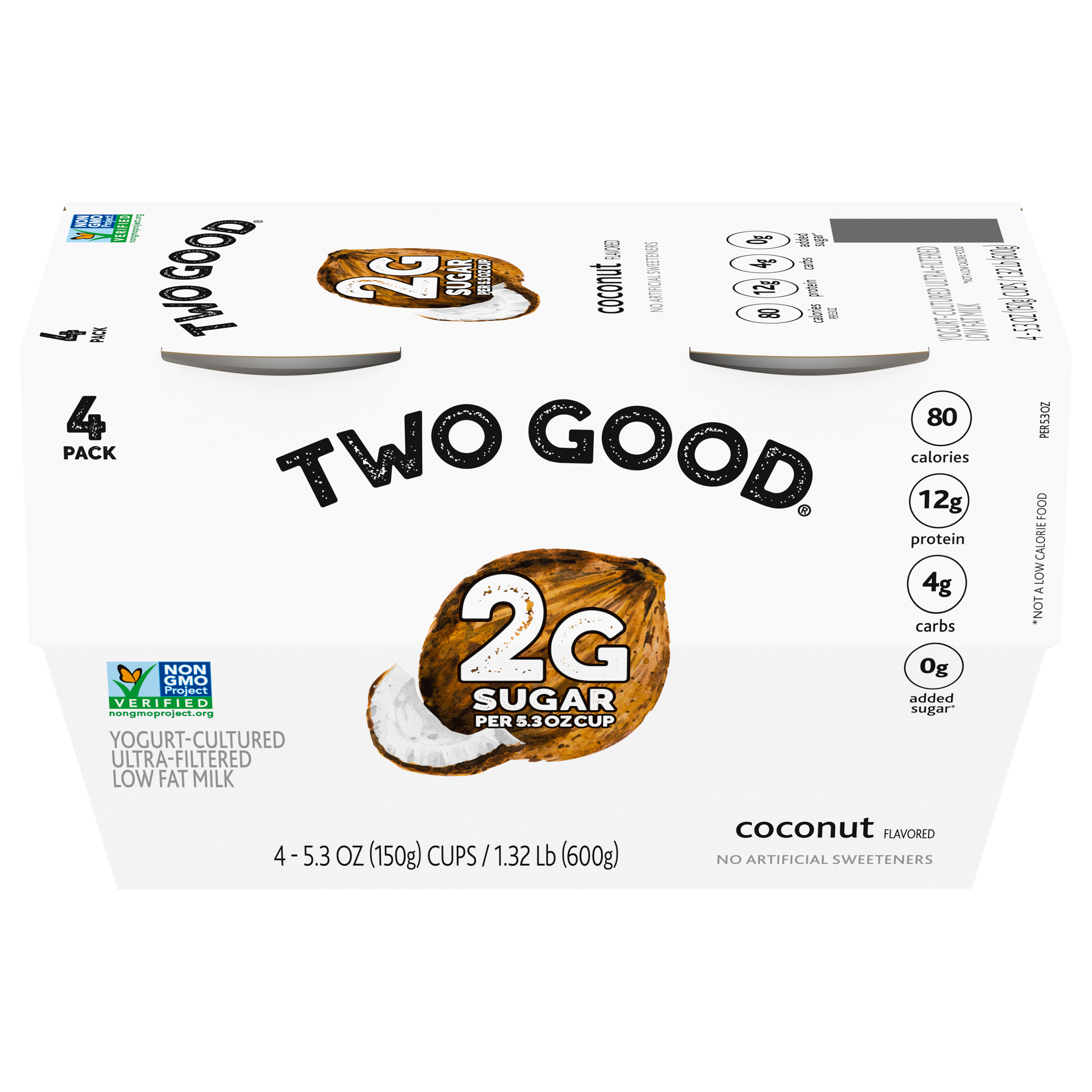 Yogurt, Low Fat Milk, Coconut Flavored, 4 Pack