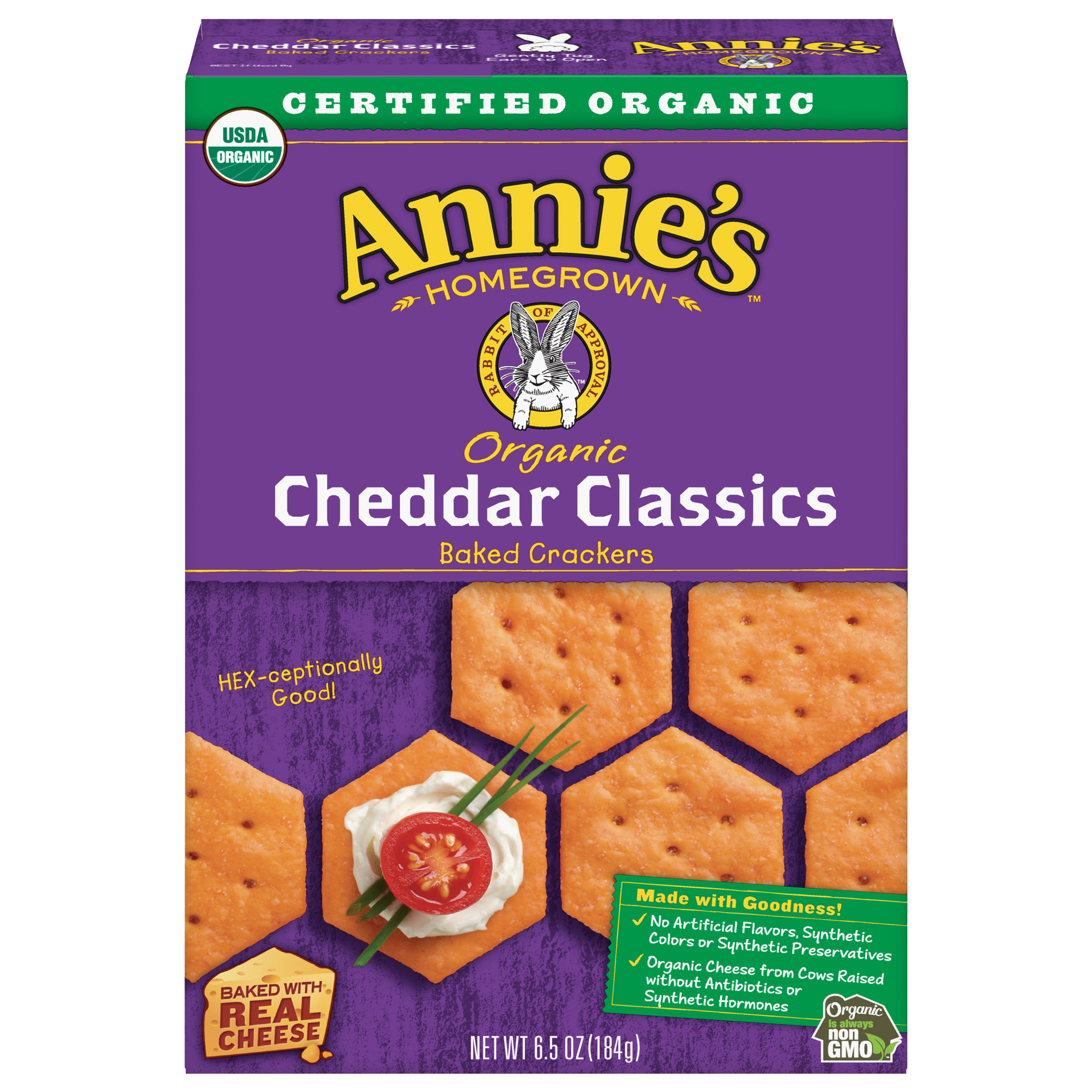 Annie's Organic Cheddar Classics Baked Crackers 6.5 Oz Box
