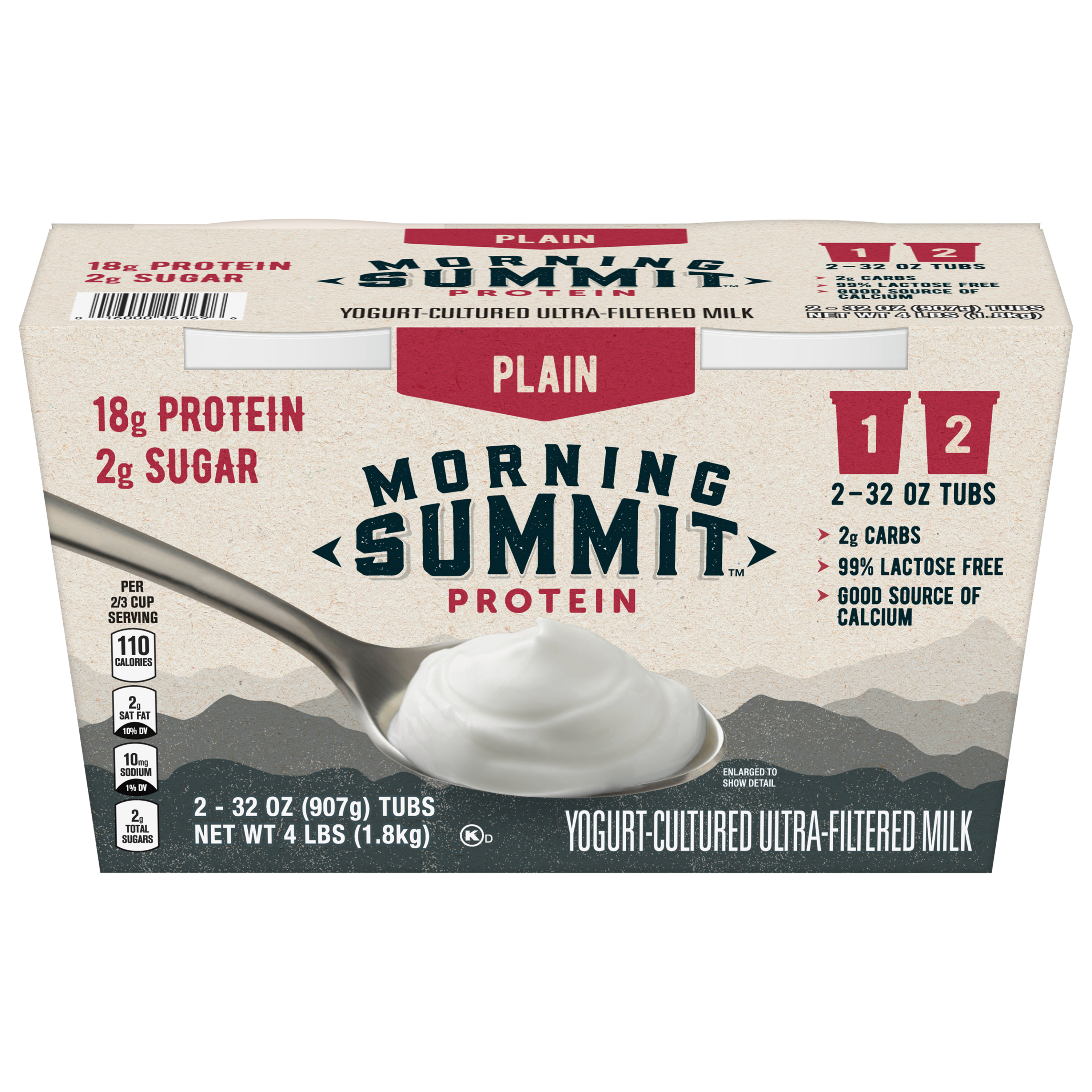 Morning Summit Plain Protein Yogurt 2 Cups, 32 Oz