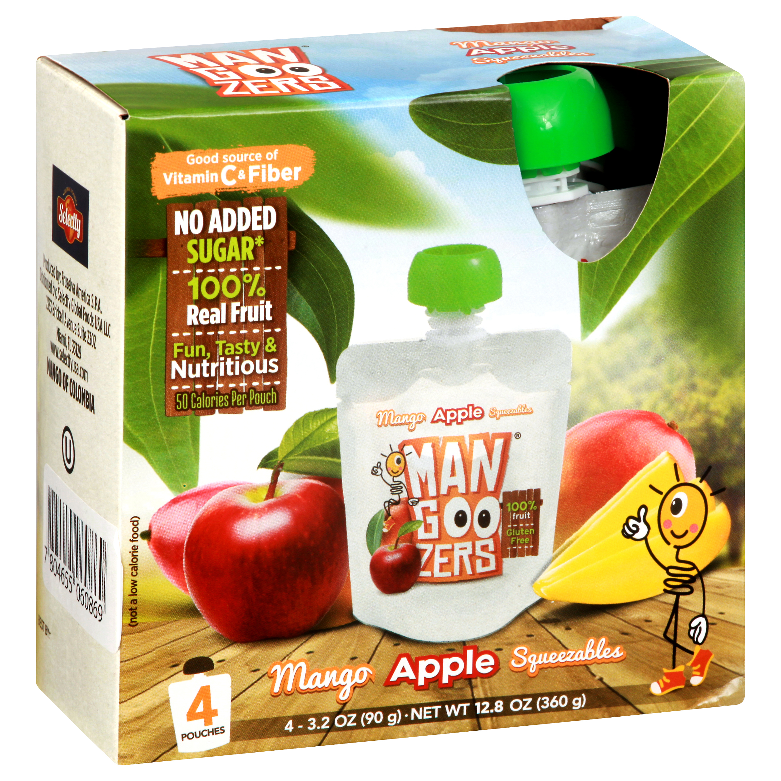 Man Goo Zers Mango + Apple Squeezables 4 Ea