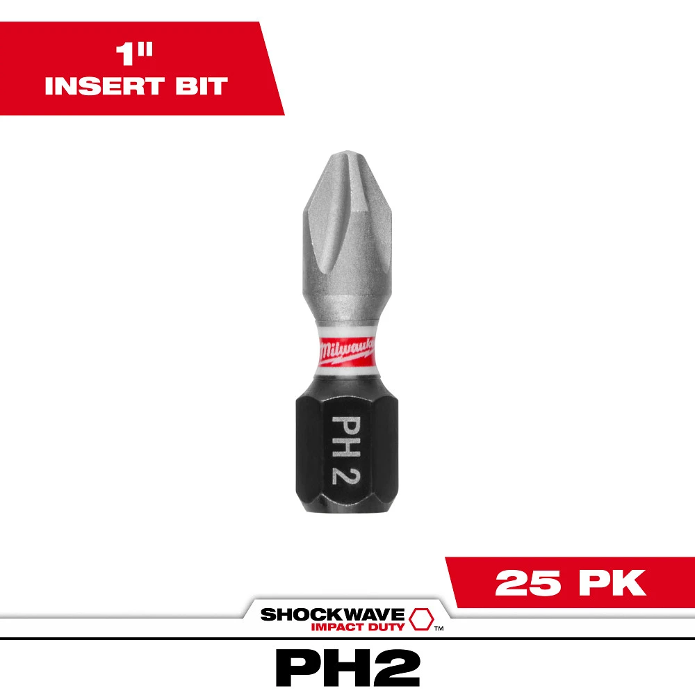 White Cap | Milwaukee #2 25 Piece Phillips Tic-Tac Bit Tip