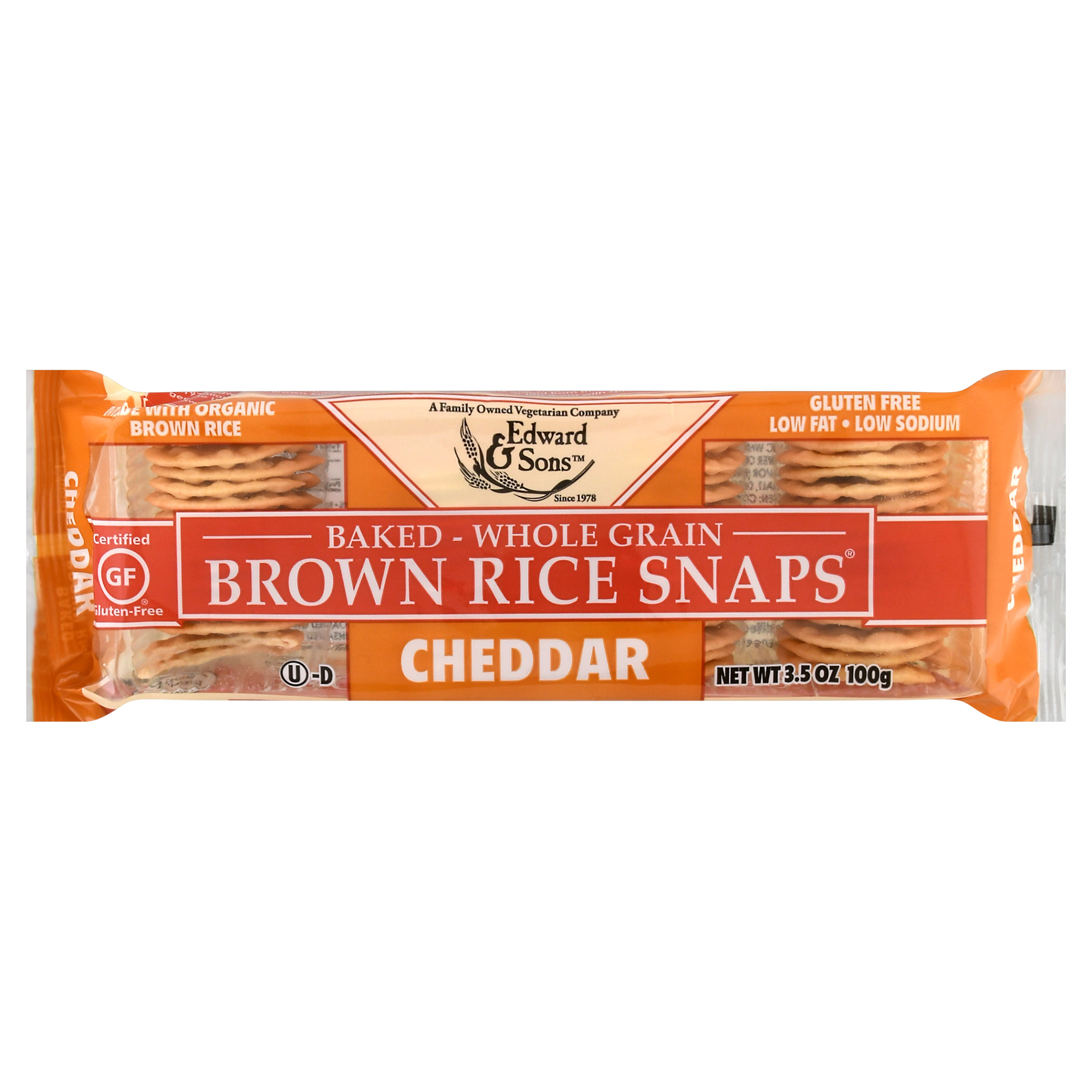 Edward & Sons Cheddar Brown Rice Snaps 3.5 Oz Wrapper