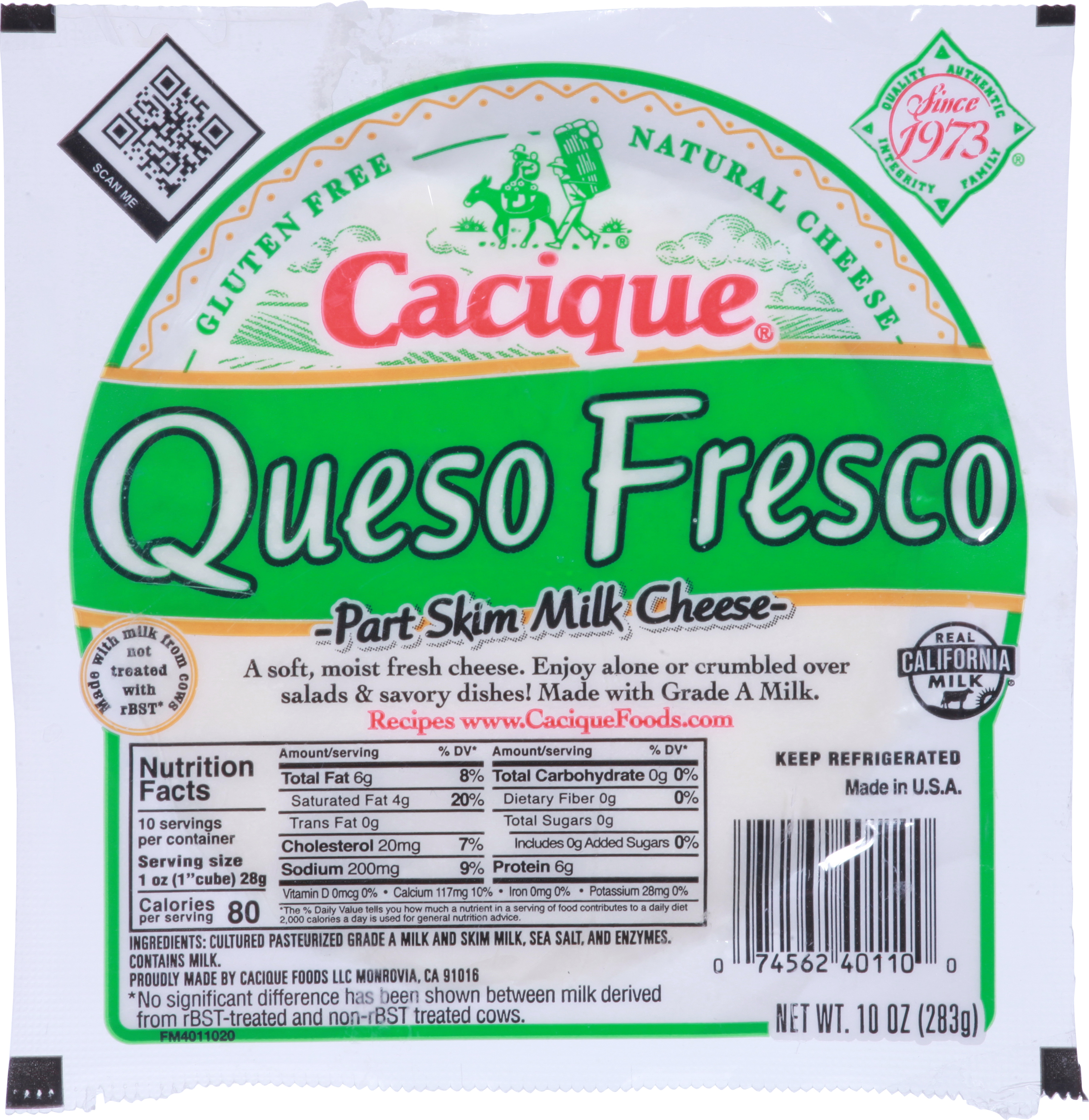 Cheese, Part Skim Milk, Queso Fresco