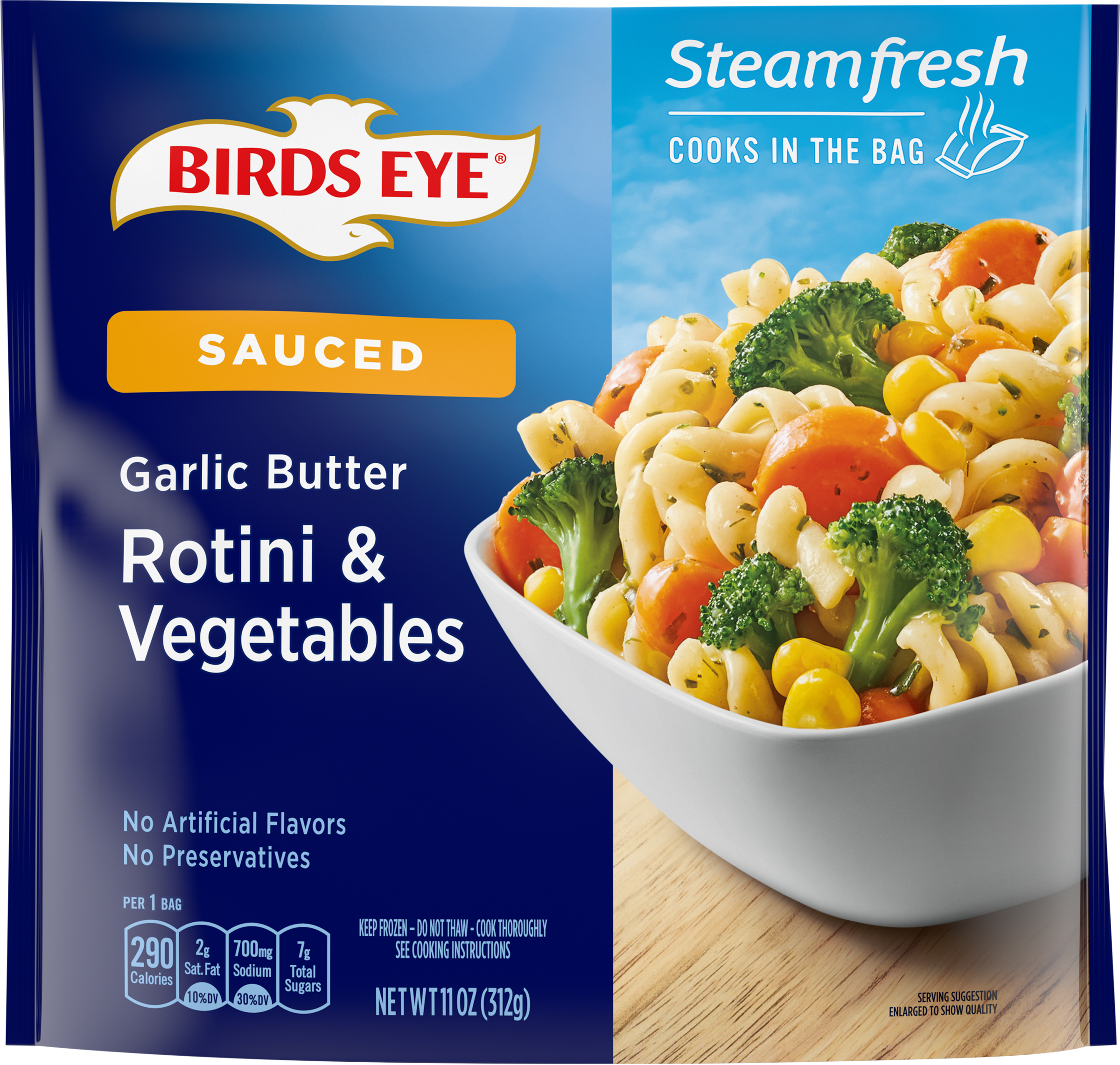 Rotini & Vegetables, Garlic Butter, Sauced