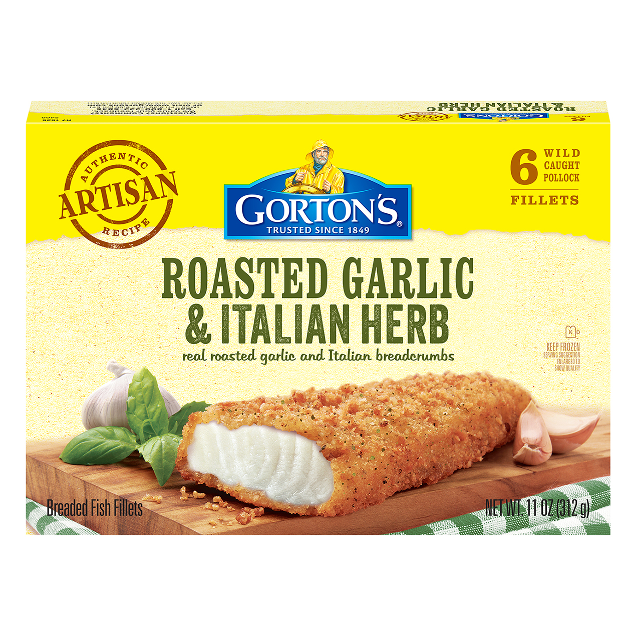 Breaded Fish Fillets, Roasted Garlic & Italian Herb