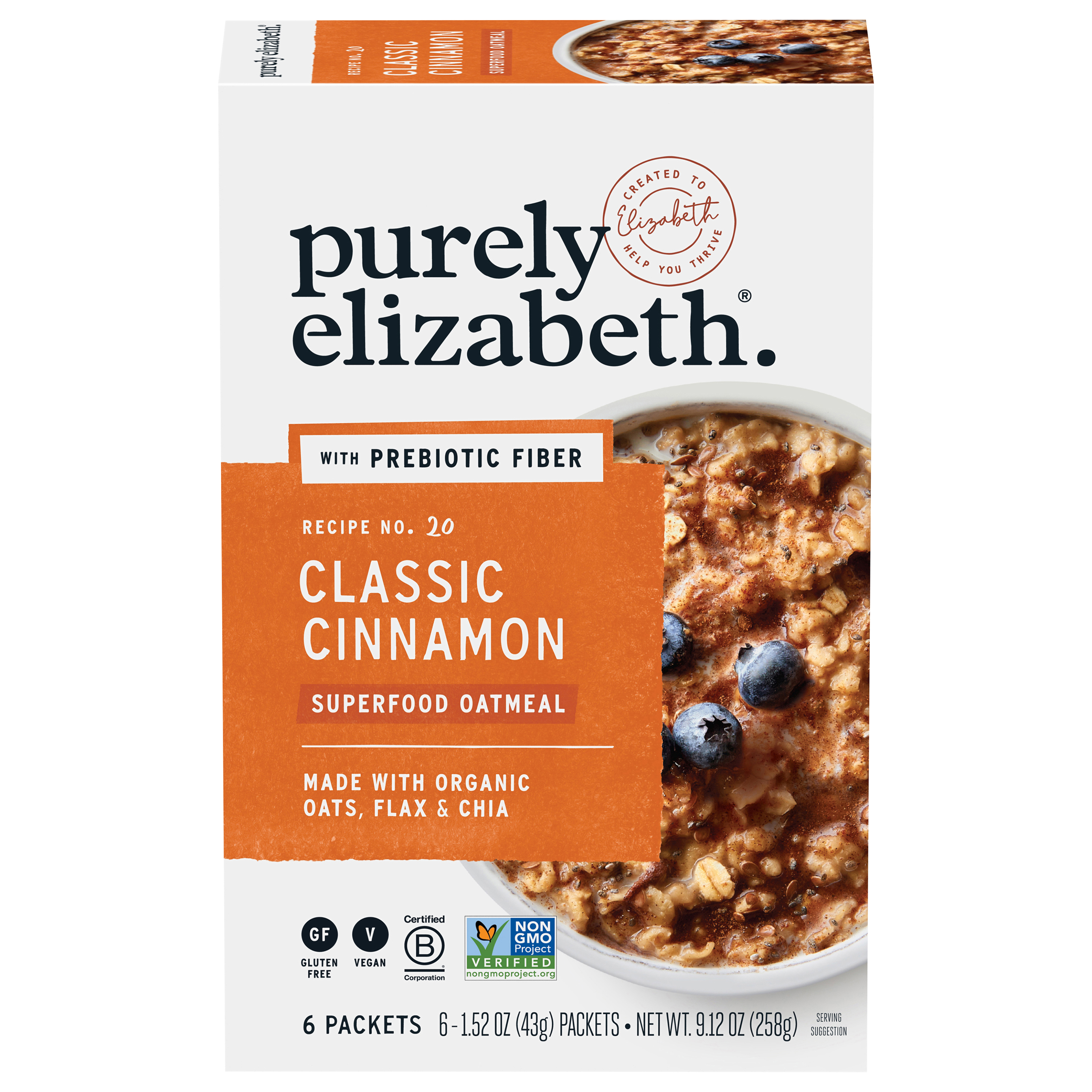 Oatmeal, with Prebiotic Fiber, Superfood, Classic Cinnamon, Recipe No. 20