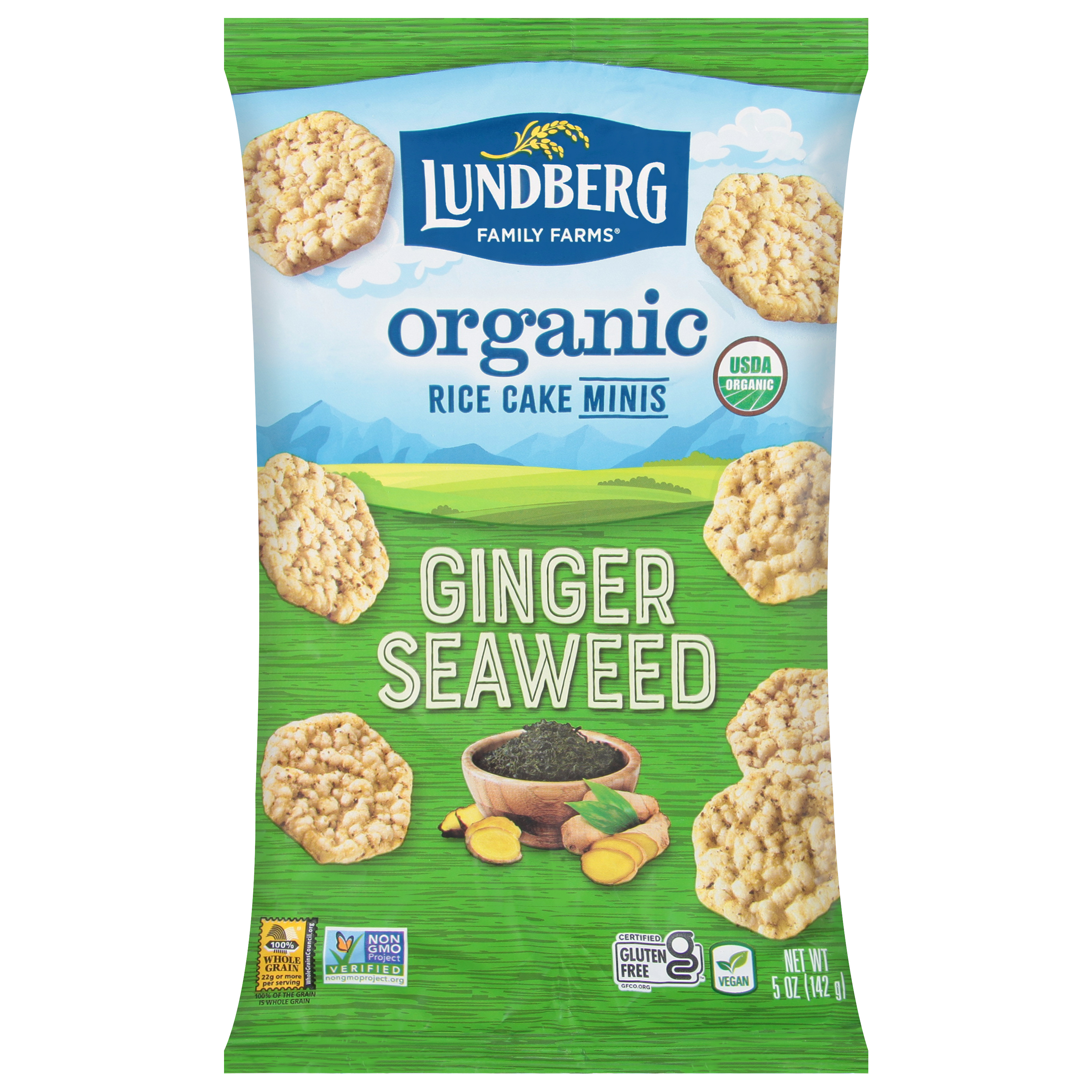 Lundberg Family Farms Minis Organic Ginger Seaweed Rice Cake Minis 5 Oz