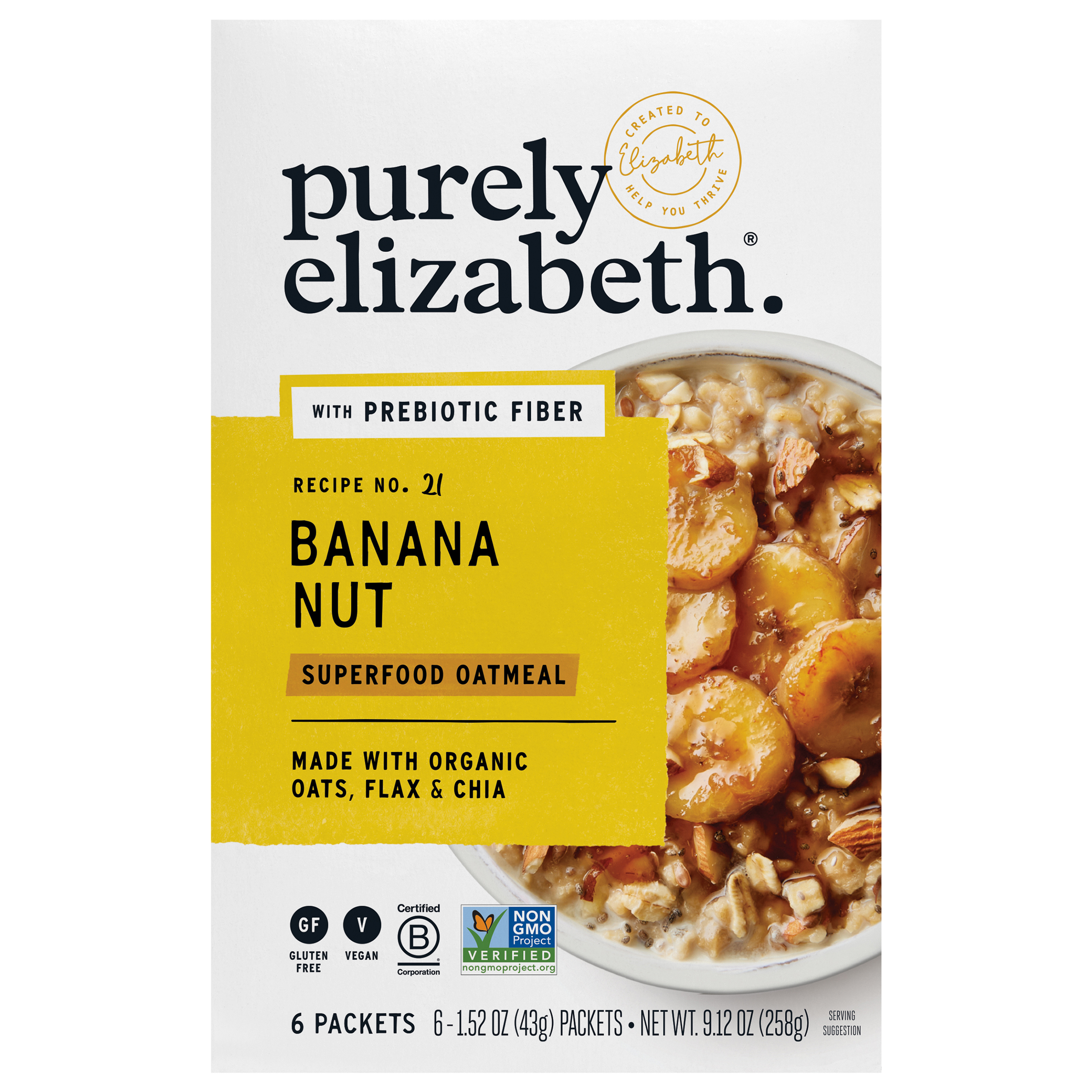 Oatmeal, with Prebiotic Fiber, Banana Nut, Superfood, Recipe No. 21
