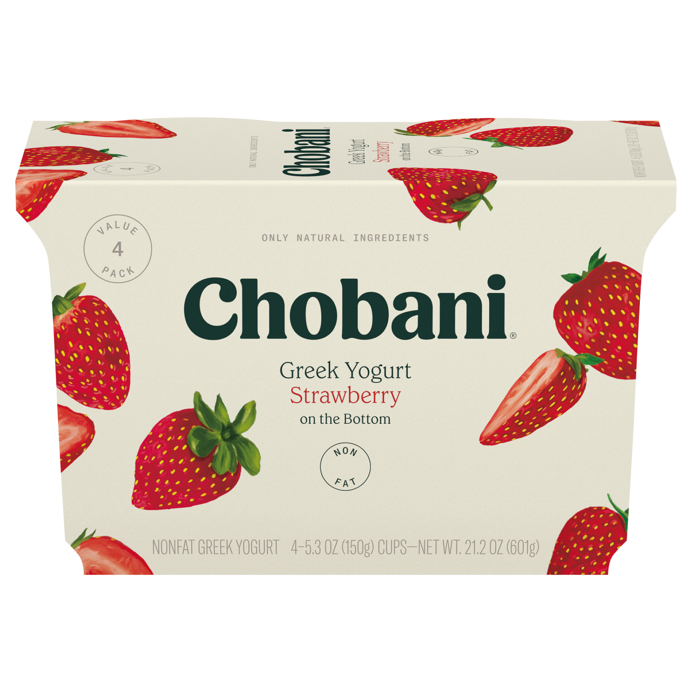 Yogurt, Greek, Nonfat, Strawberry on the Bottom, Value 4 Pack