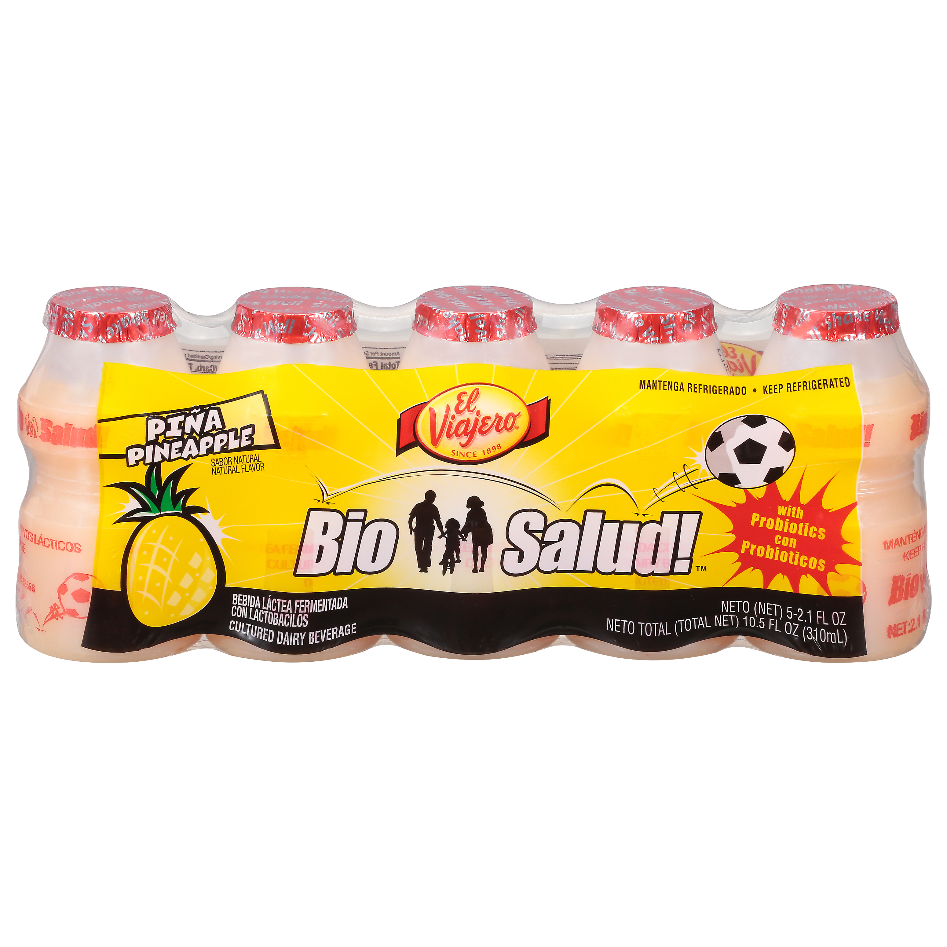 El Viajero Bio Salud Pineapple Cultured Dairy Beverage 5 Ea