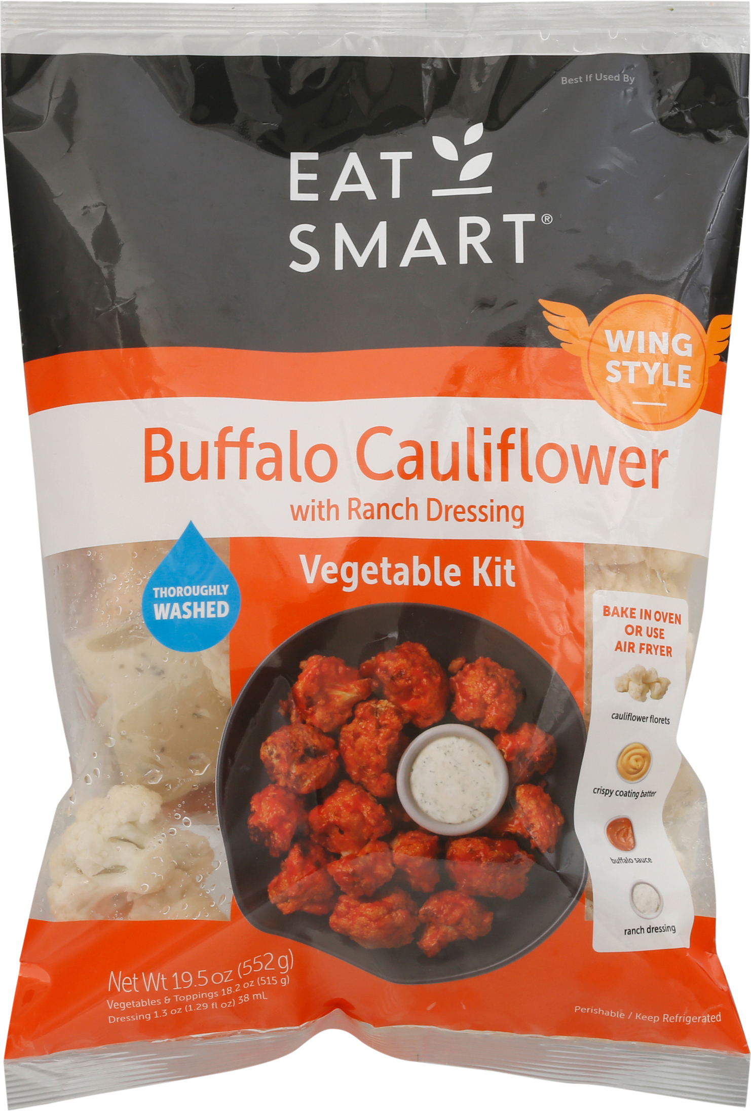 Vegetable Kit, Wing Style, Buffalo Cauliflower with Ranch Dressing