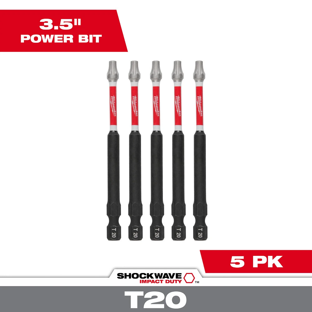 Milwaukee 3.5" T20 Shockwave Impact Driver Bit 5/Pk
