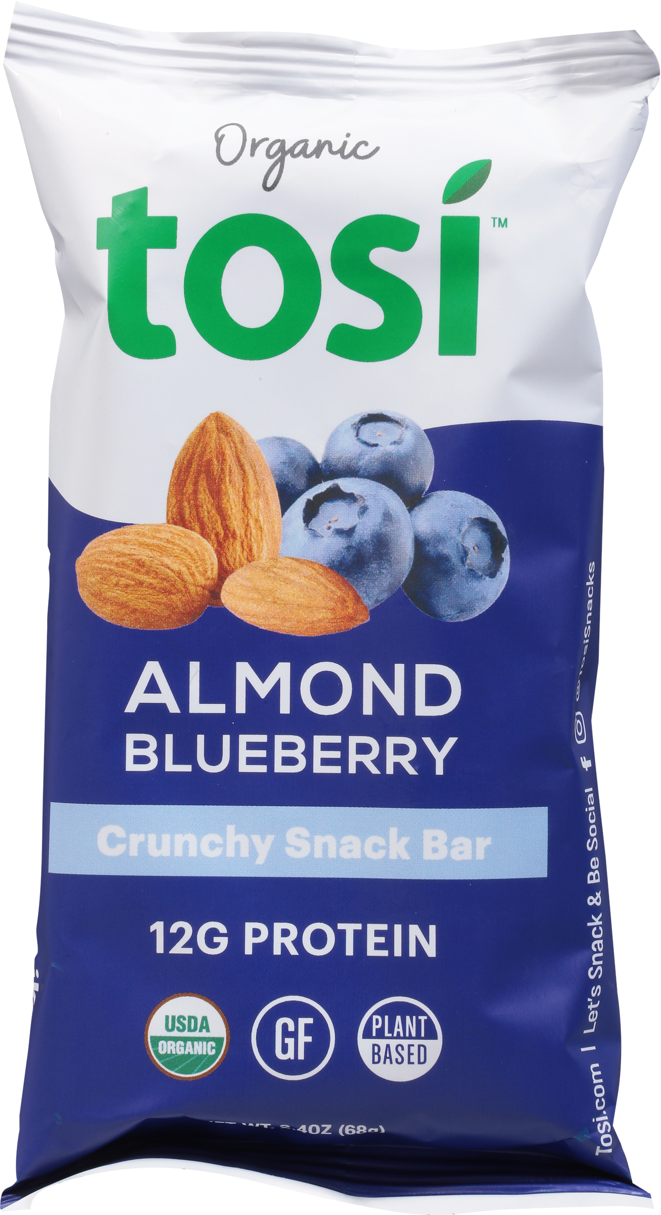 Snack Bar, Organic, Almond Blueberry, Crunchy