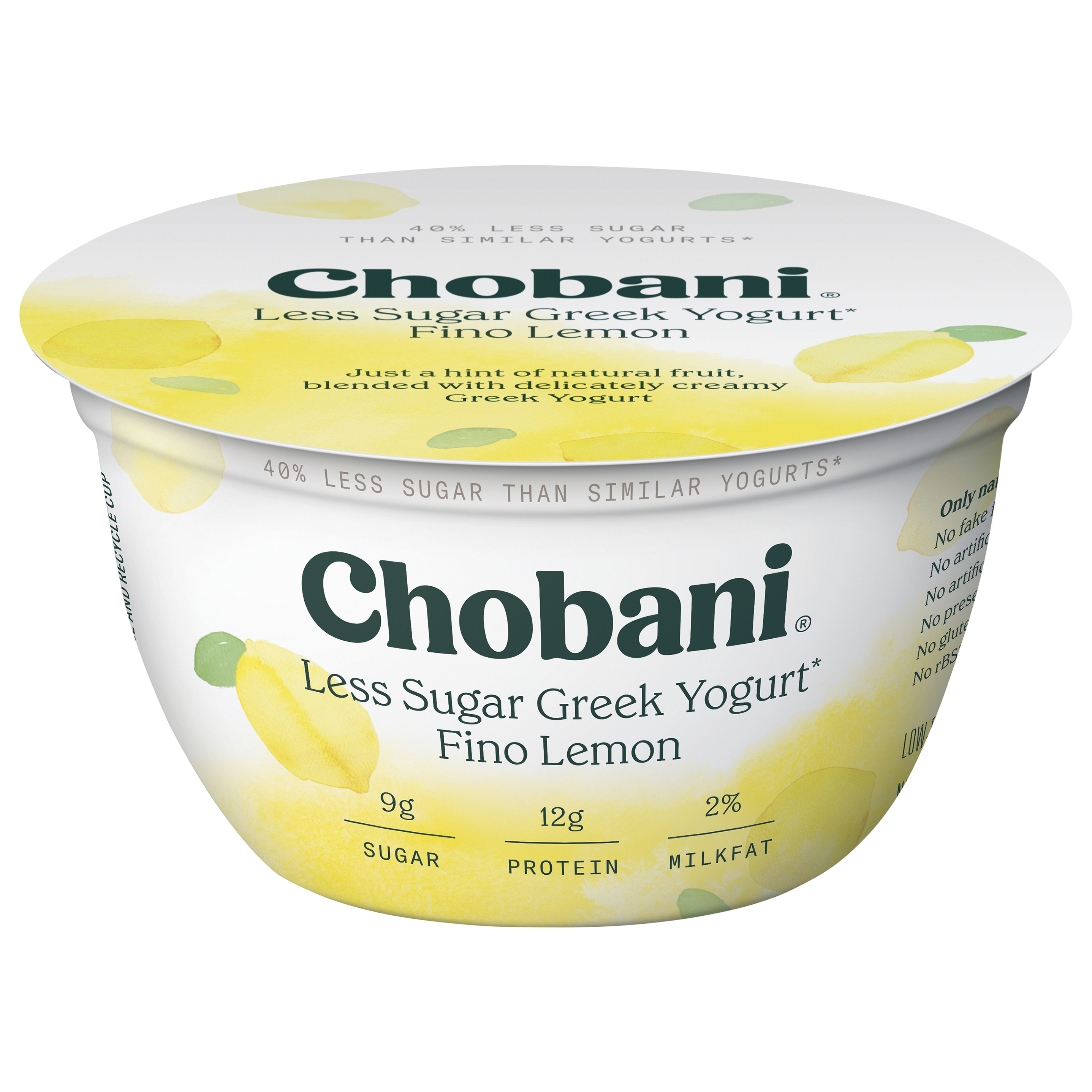 Yogurt, Greek, Less Sugar, Low-Fat, Fino Lemon