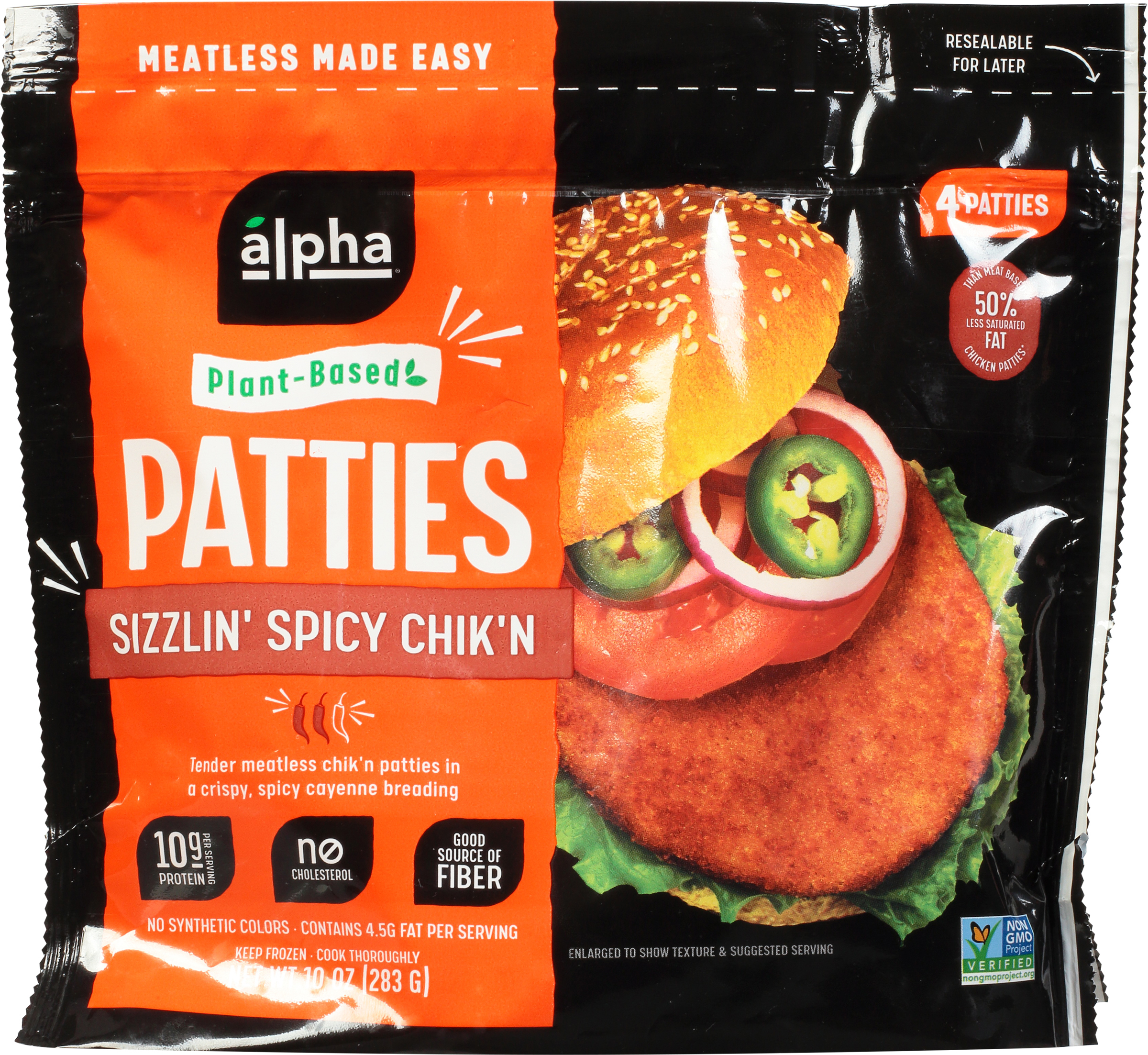 Patties, Sizzlin Spicy Chik'n, Plant Based