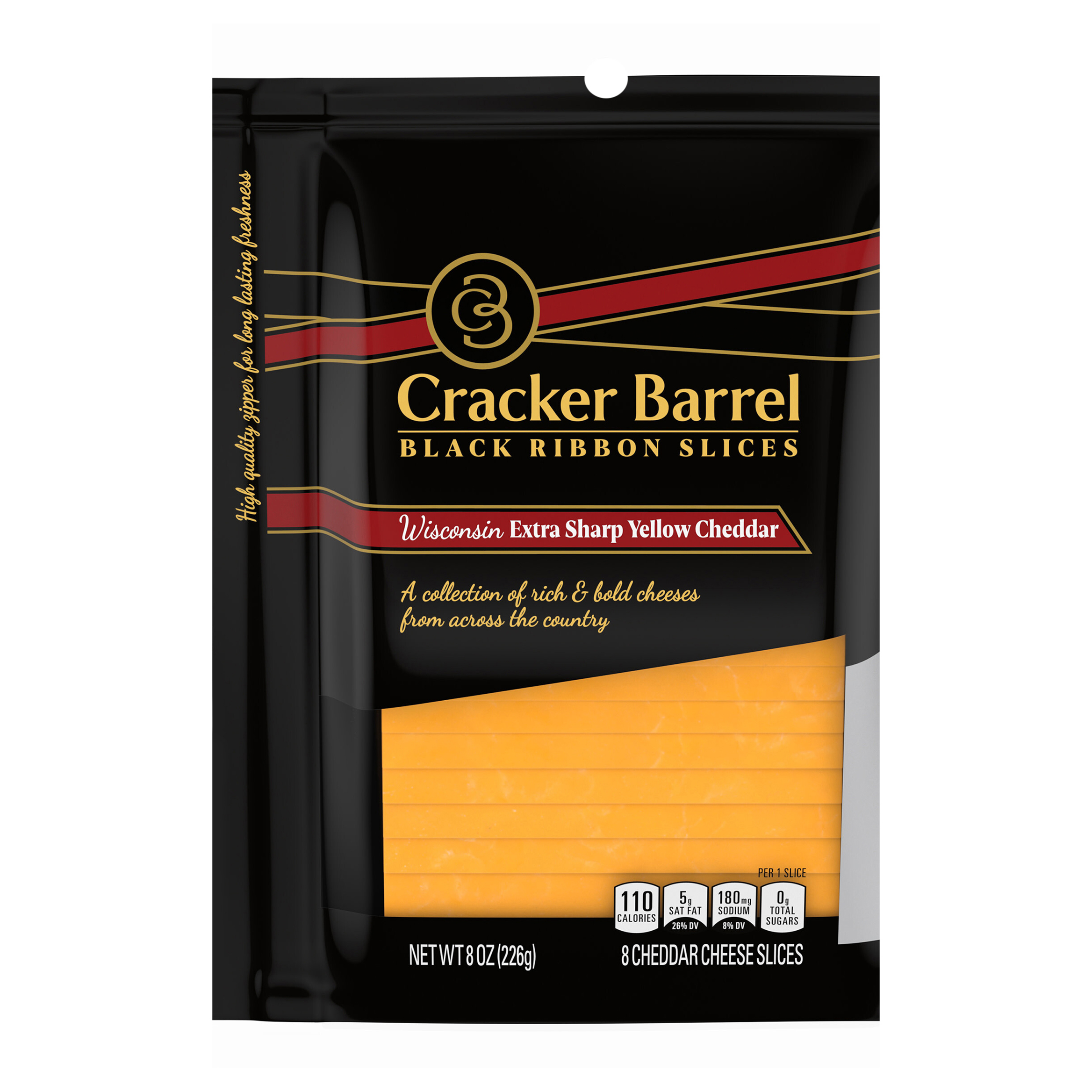 Cheese Slices, Extra Sharp Yellow Cheddar, Wisconsin