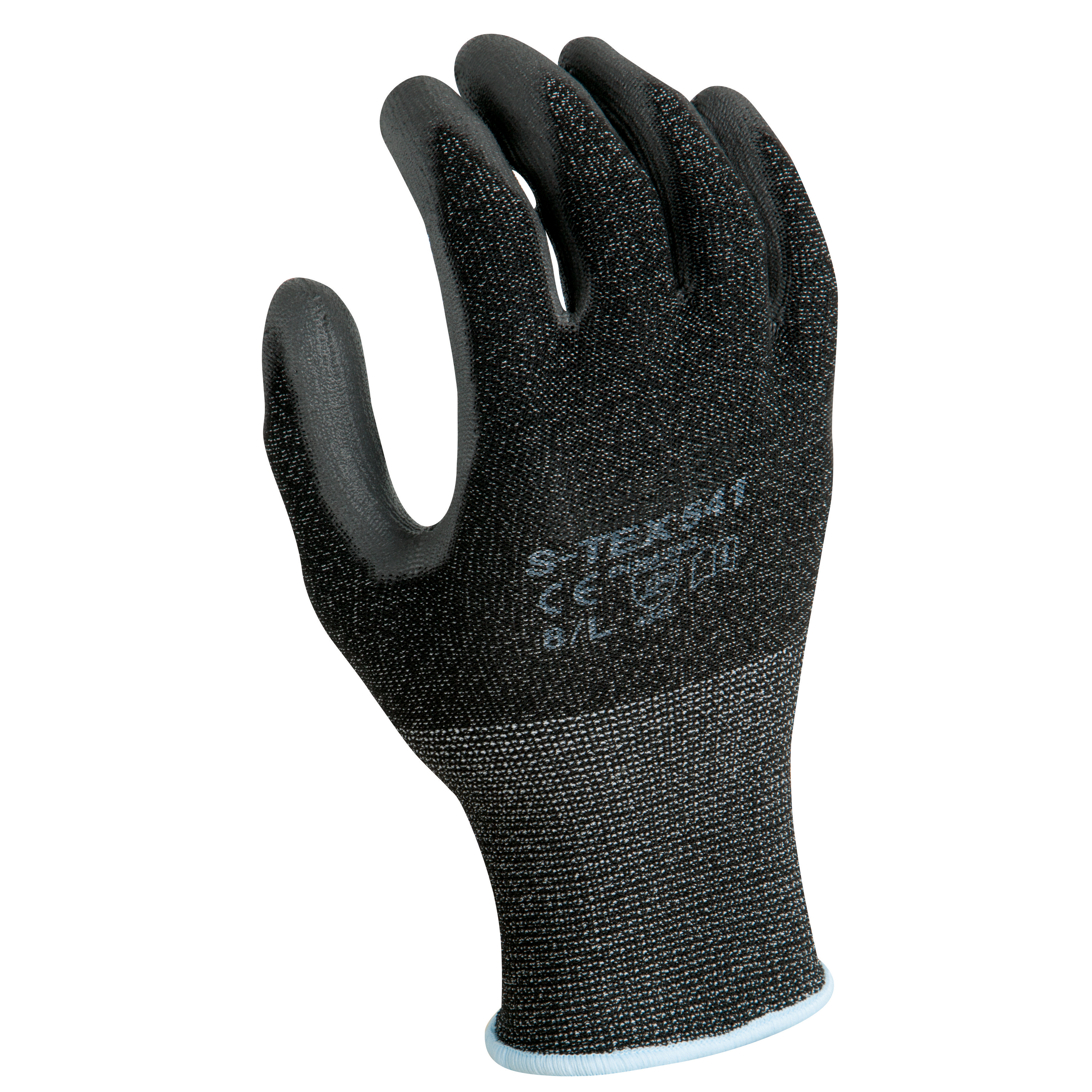 Smooth Polyurethane-Coated Black Seamless HPPE Cut Resistant Gloves