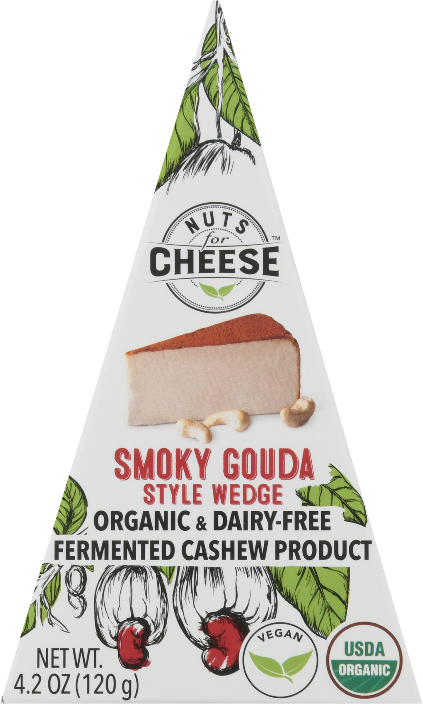 Fermented Cashew Product, Organic & Dairy-Free, Smoky Gouda Style Wedge