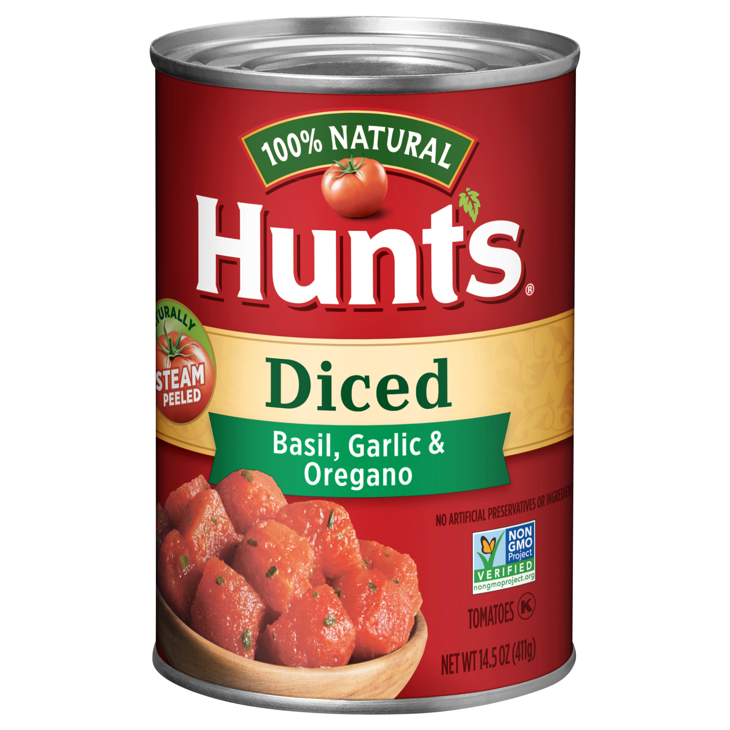 Tomatoes, Basil, Garlic & Oregano, Diced