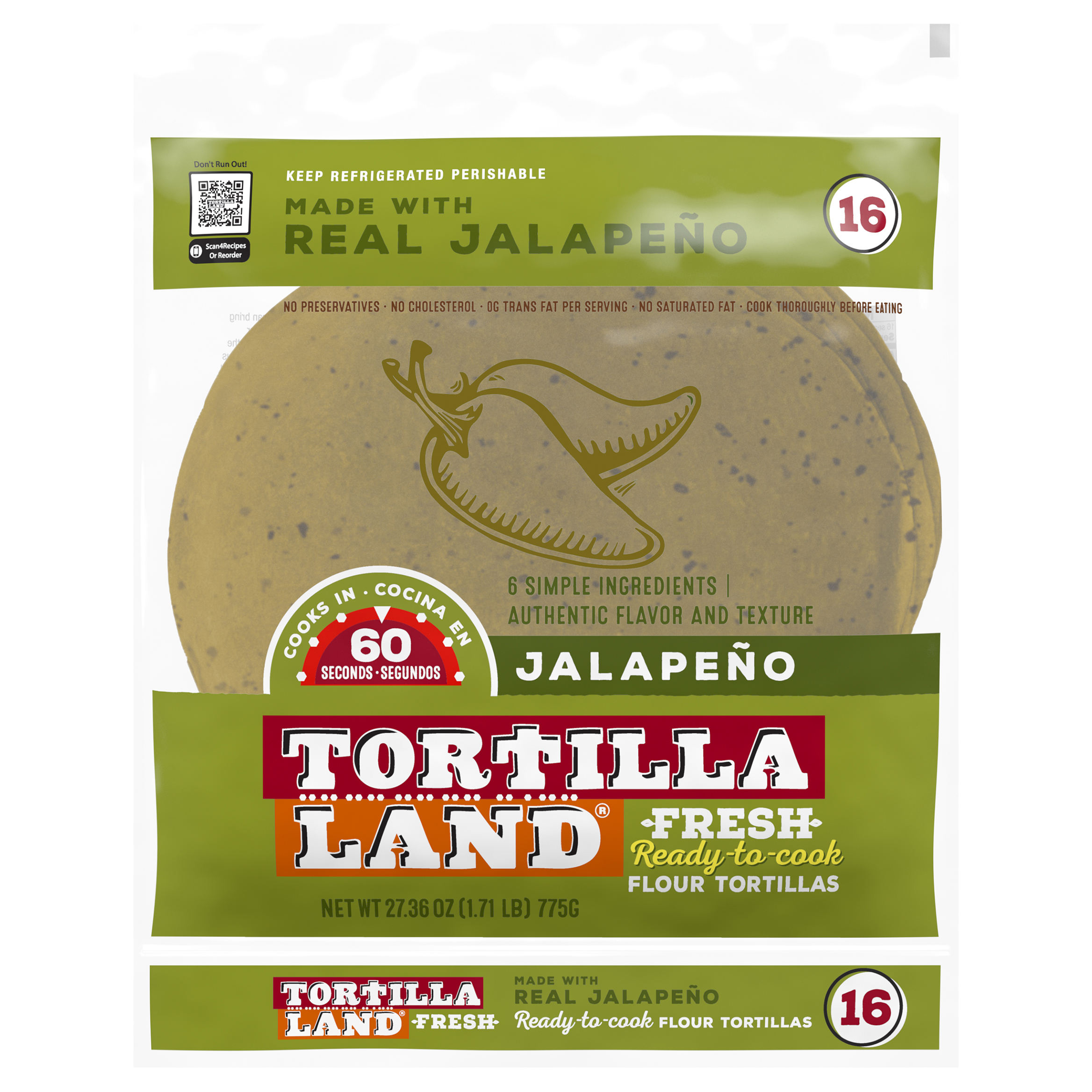 Flour Tortillas, Jalapeno, Ready-To-Cook