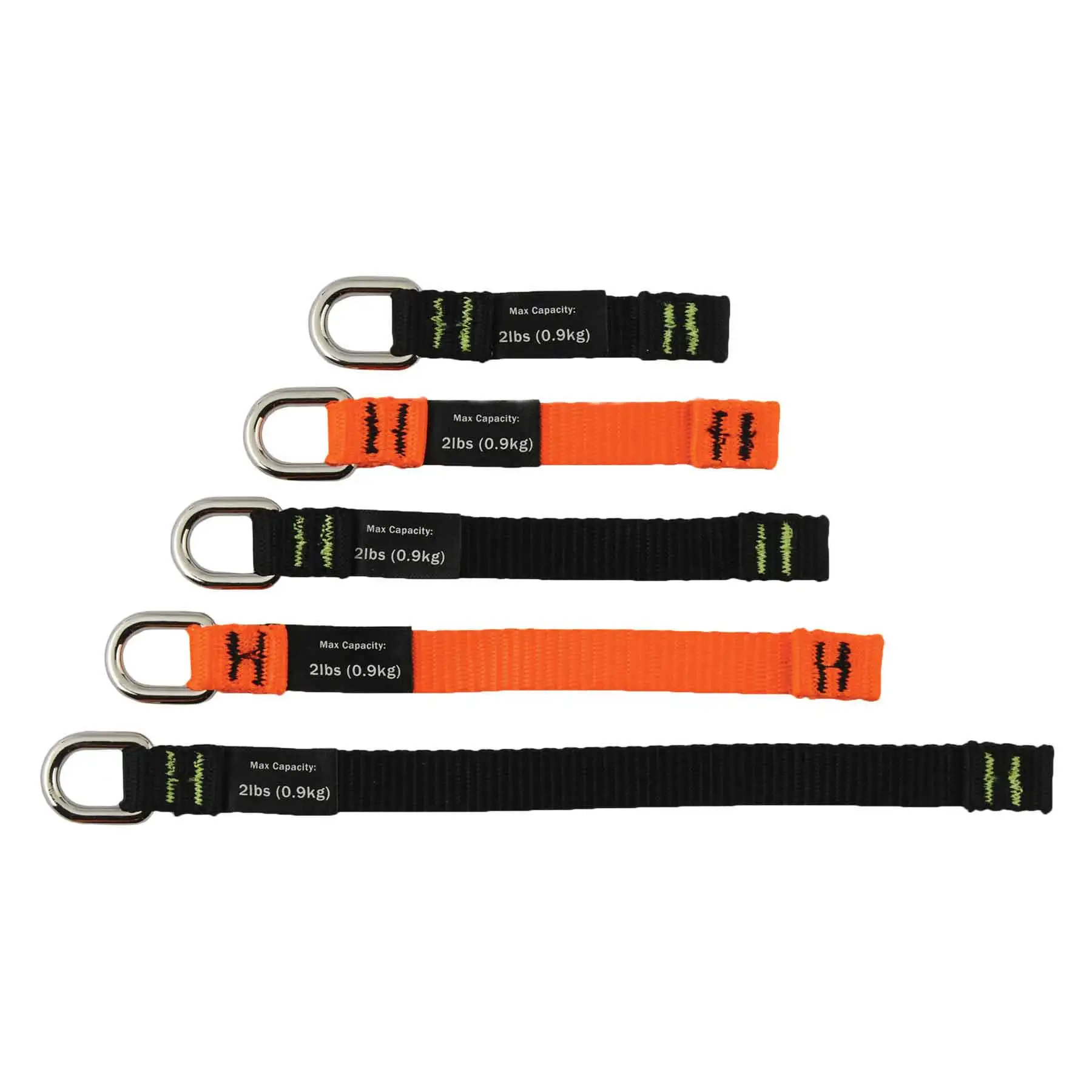 Ergodyne 3700 Variety Black & Orange Web Tool Tails - 2Lb 6-Pack
