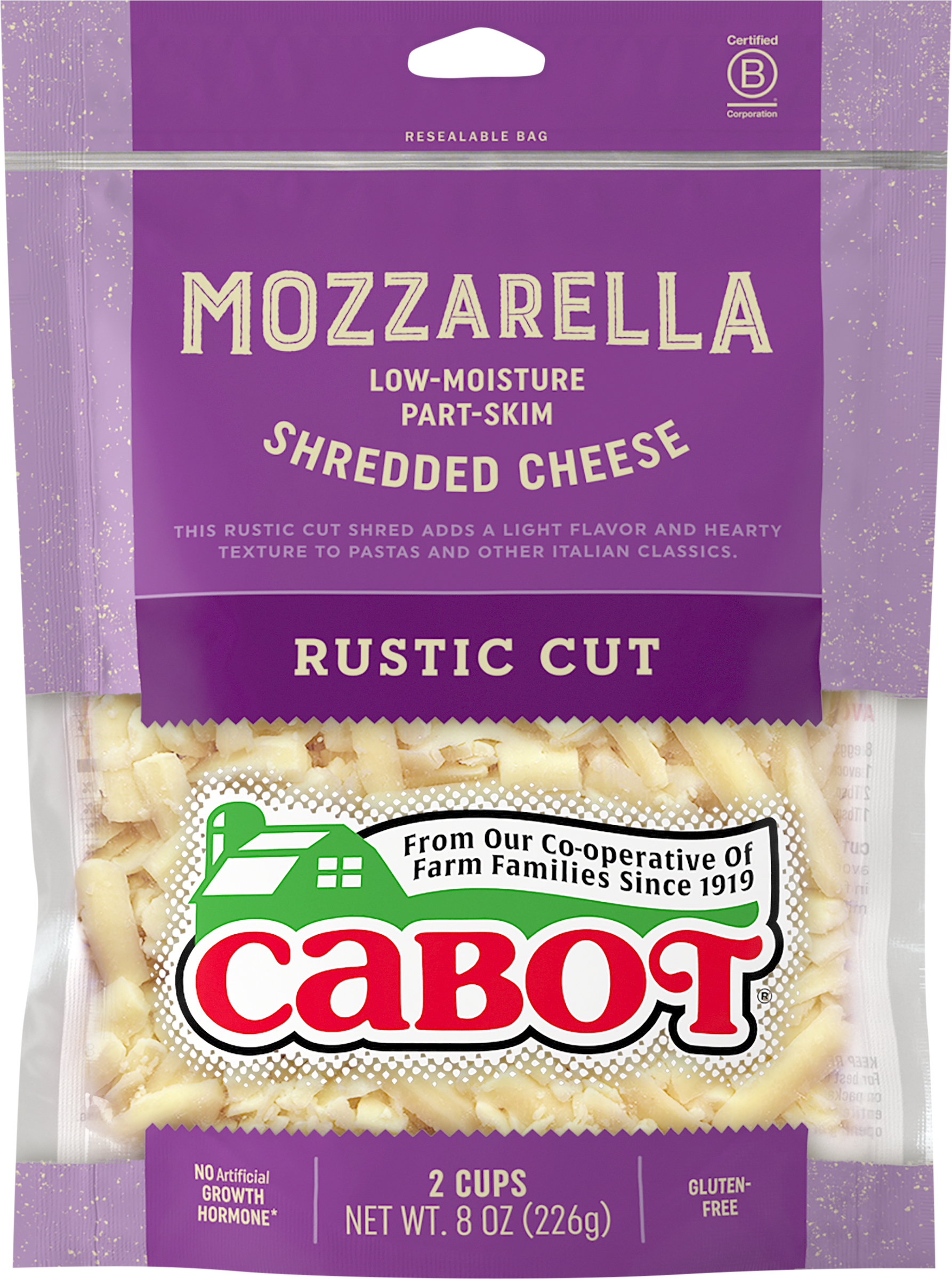 Shredded Cheese, Part-Skim, Mozzarella, Low-Moisture, Rustic Cut