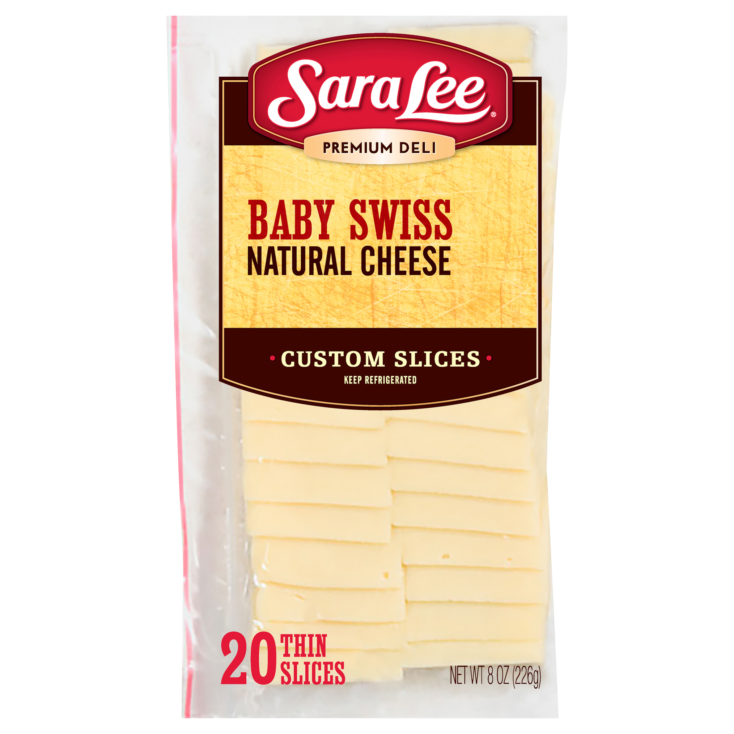 Cheese, Natural, Baby Swiss, Thin Slices