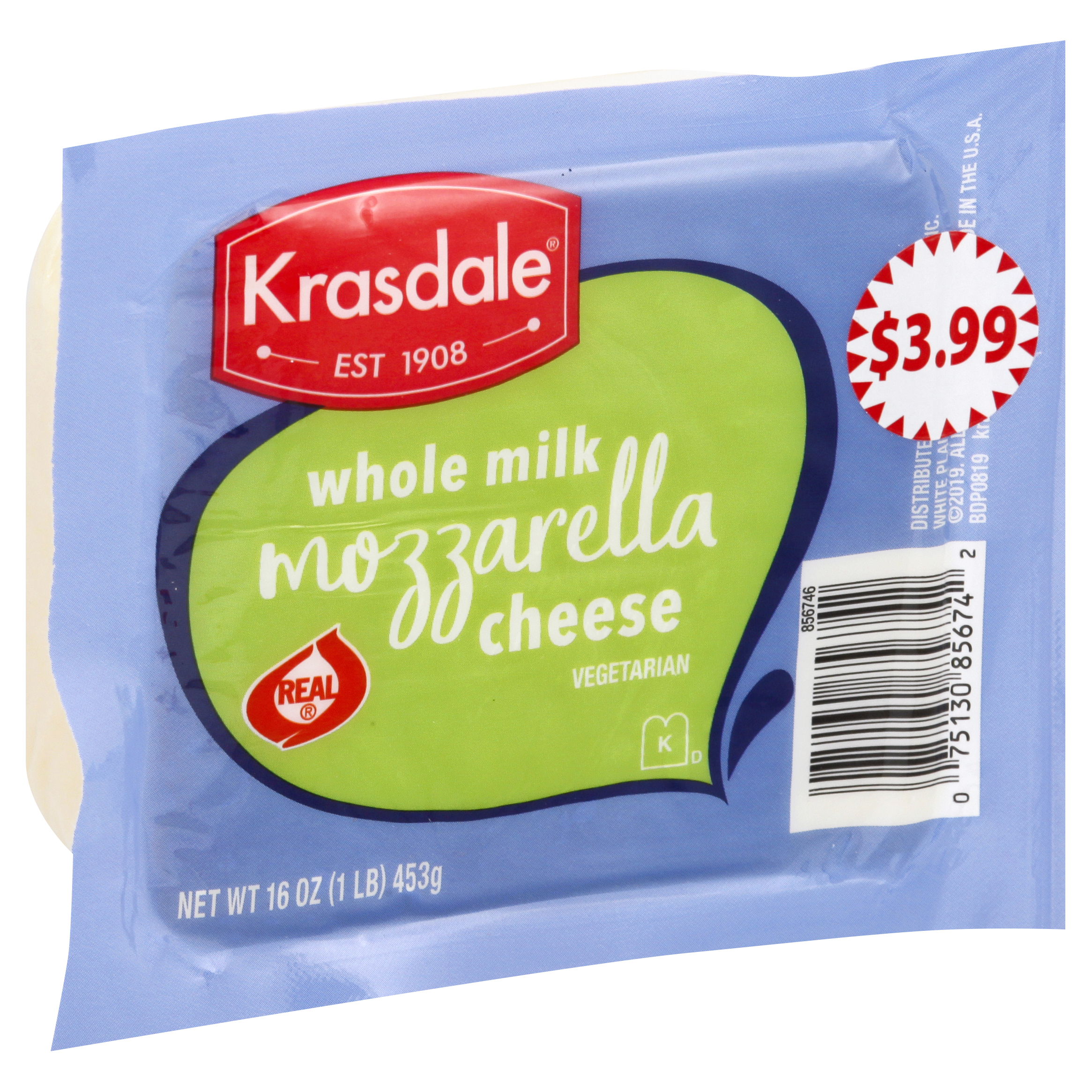 Krasdale Whole Milk Mozzarella Cheese 16 Oz