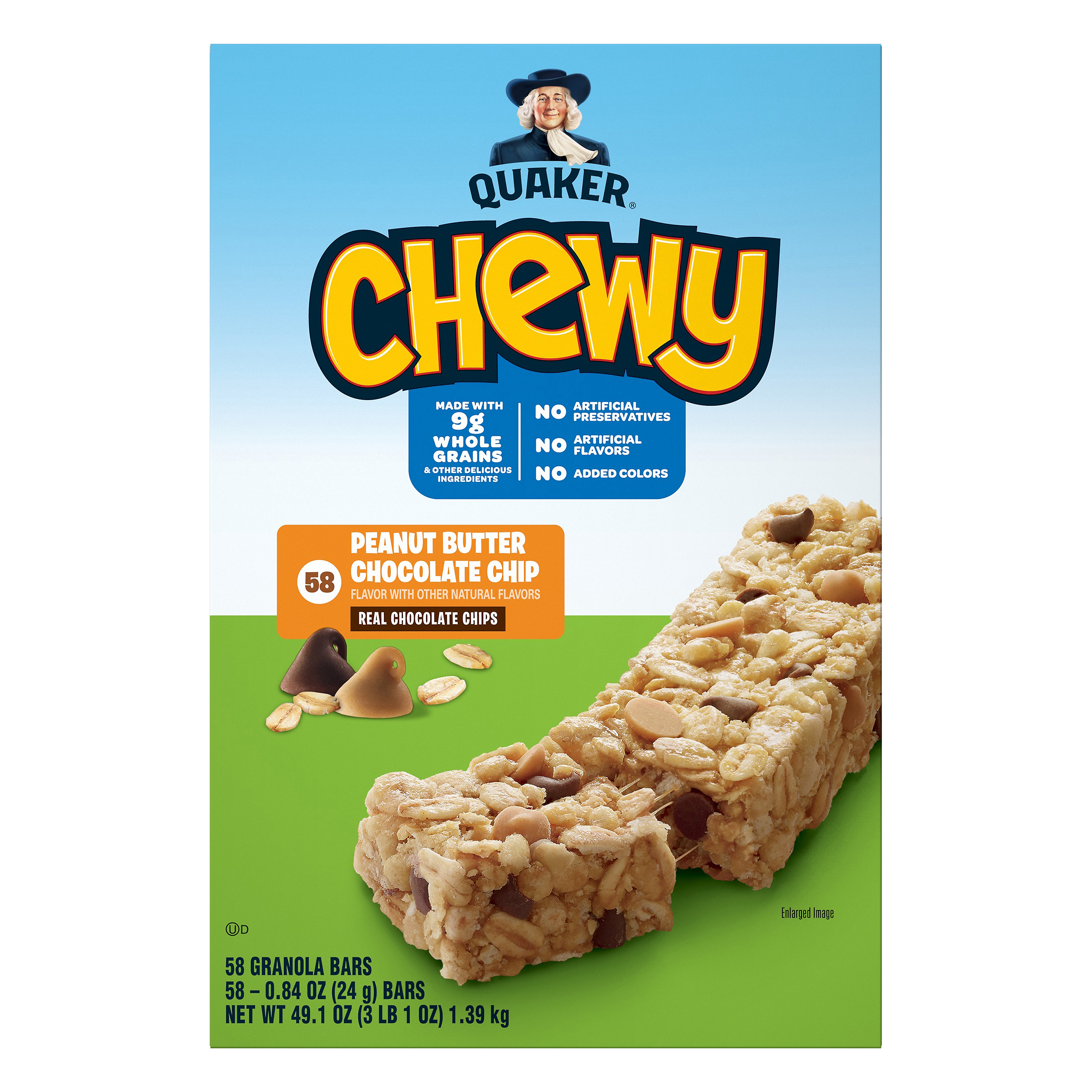 Quaker Chewy Peanut Butter Chocolate Chip Granola Bars 58 Ea