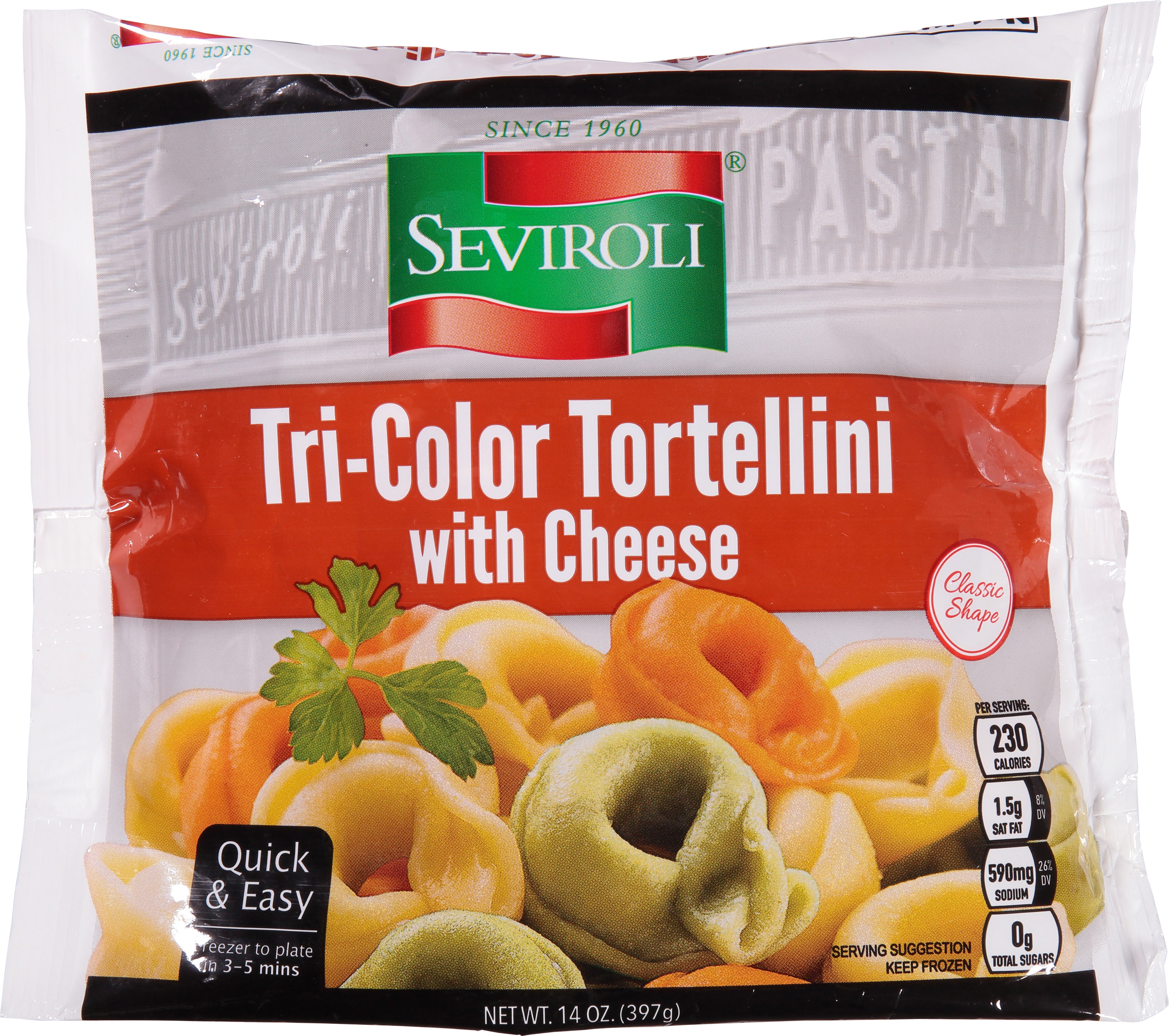 Tortellini, with Cheese, Tri-Color, Classic Shape