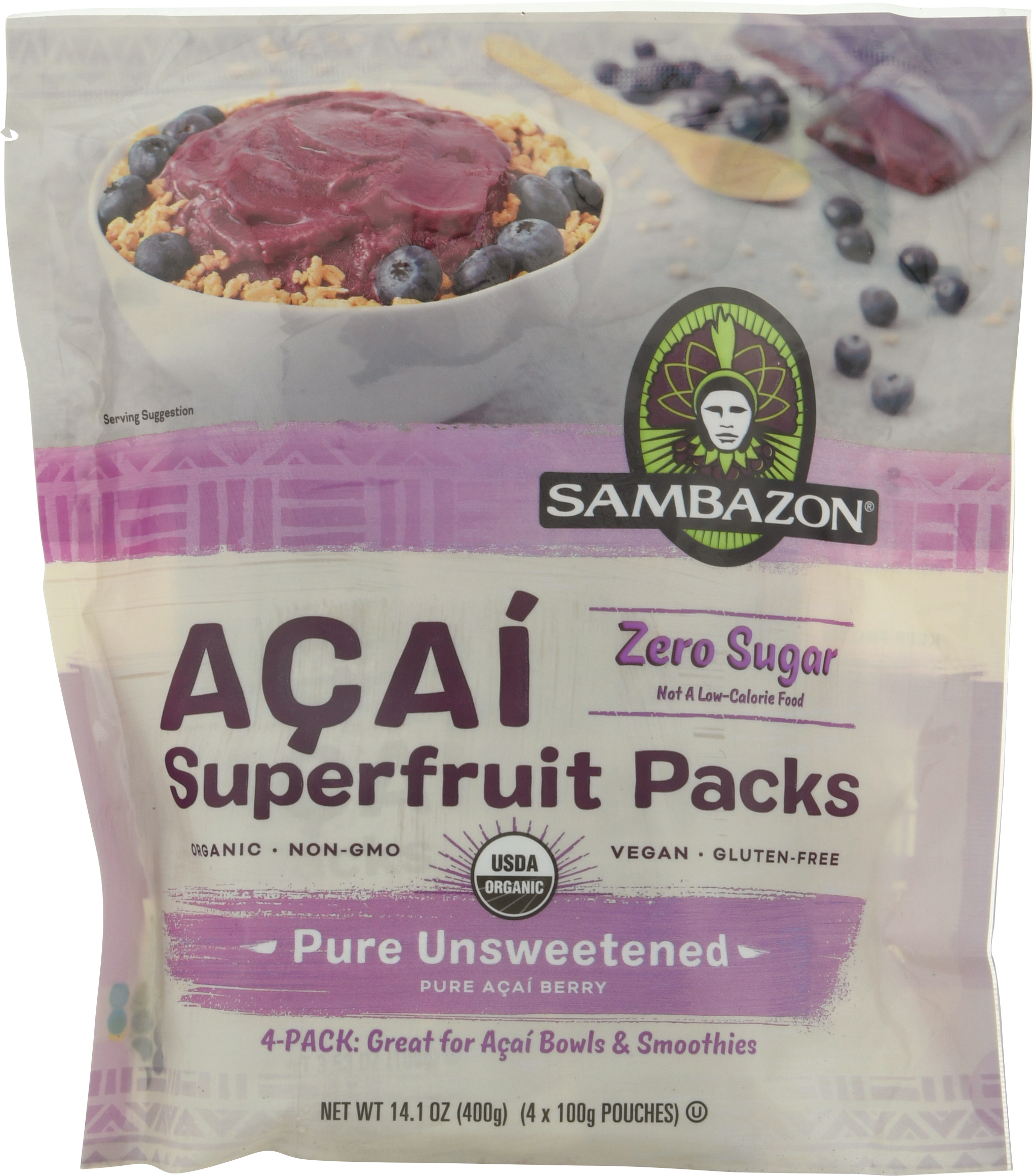 Acai Superfruit Packs, Pure Unsweetened, Pure Acai Berry, 4 Pack