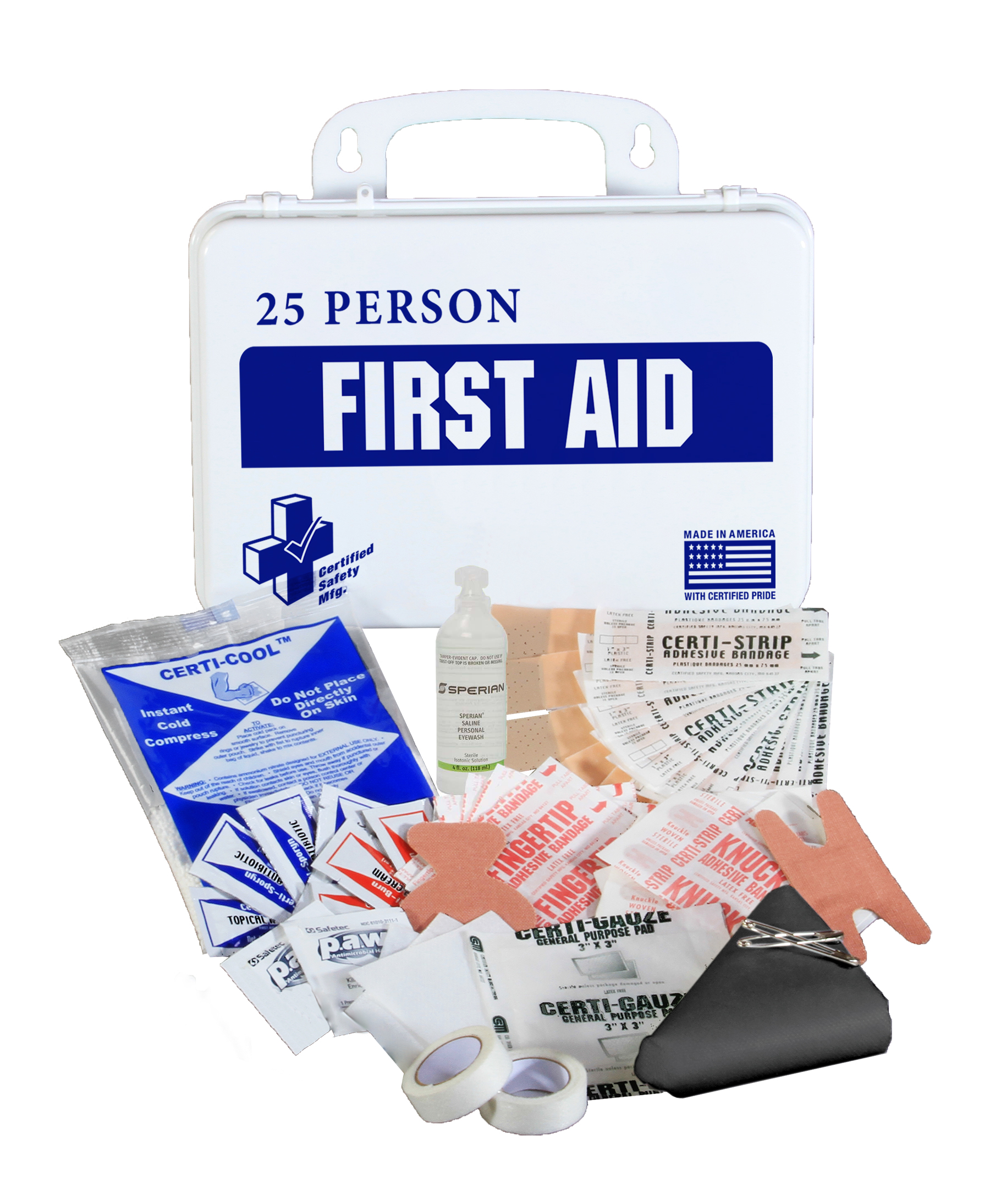 Certified Safety 25 Person Poly First Aid Kit with Eyewash