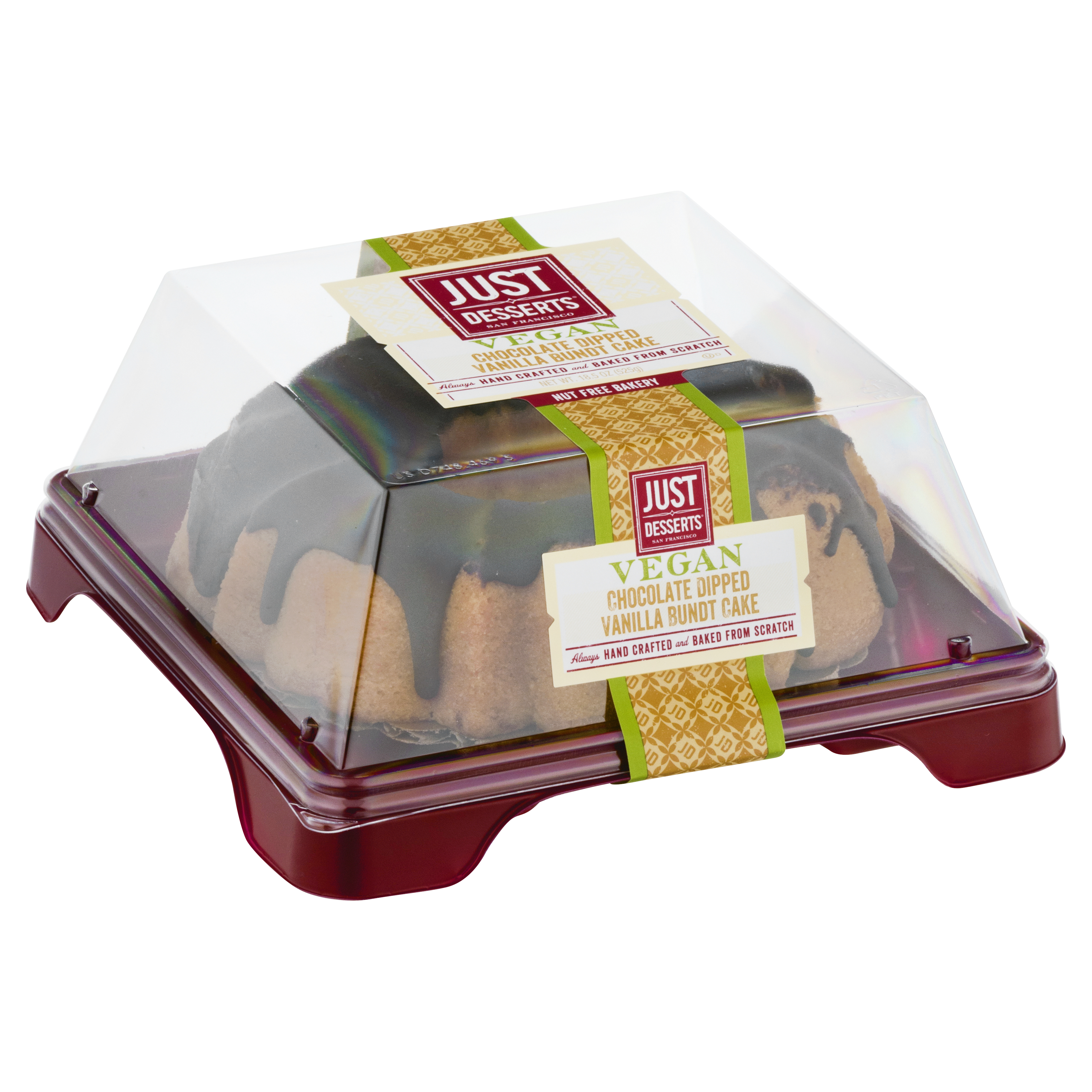 Just Desserts Vegan Chocolate Dipped Vanilla Bundt Cake 18.5 Oz