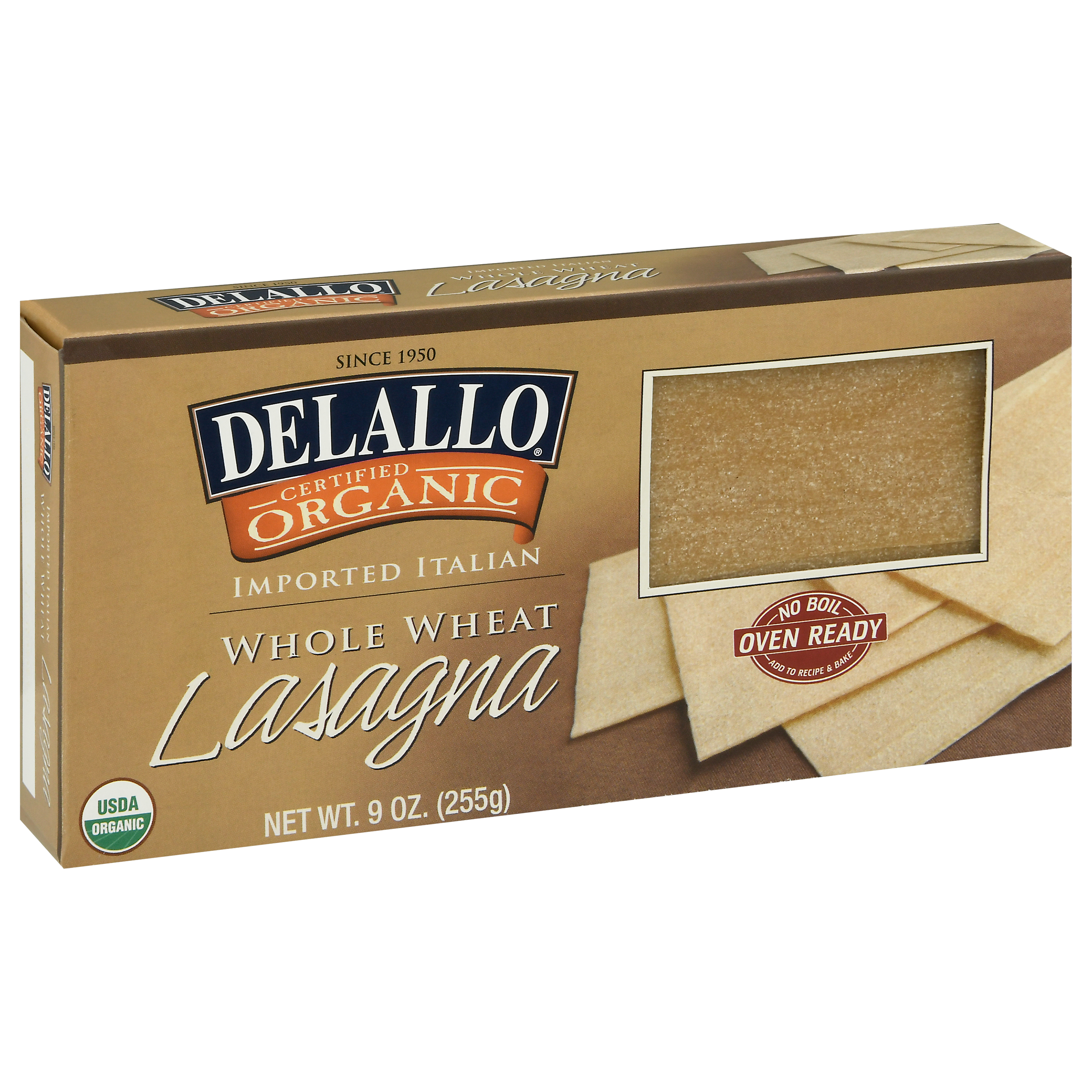 Delallo Organic Whole Wheat Lasagna 9 Oz