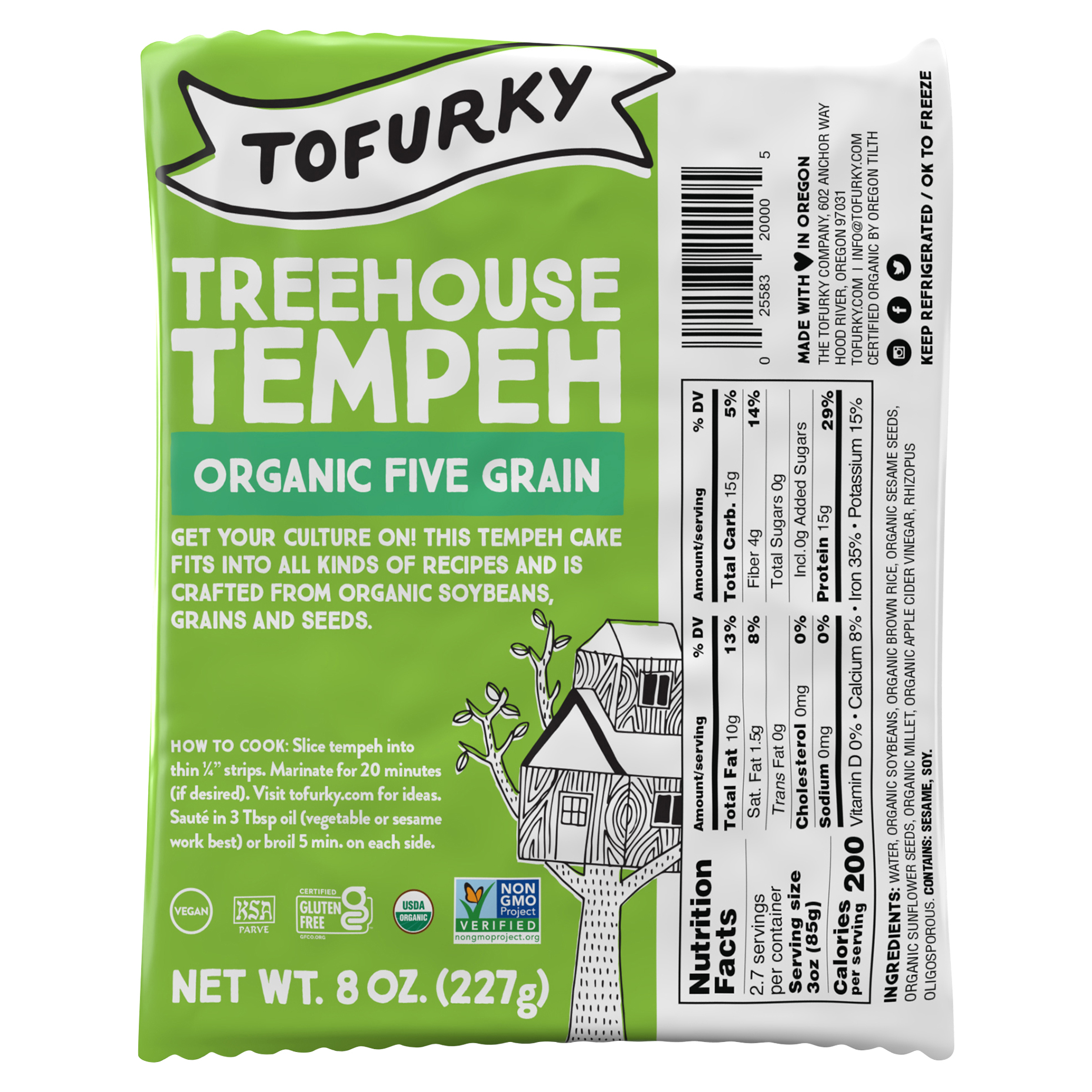 Tempeh, Treehouse, Organic Five Grain