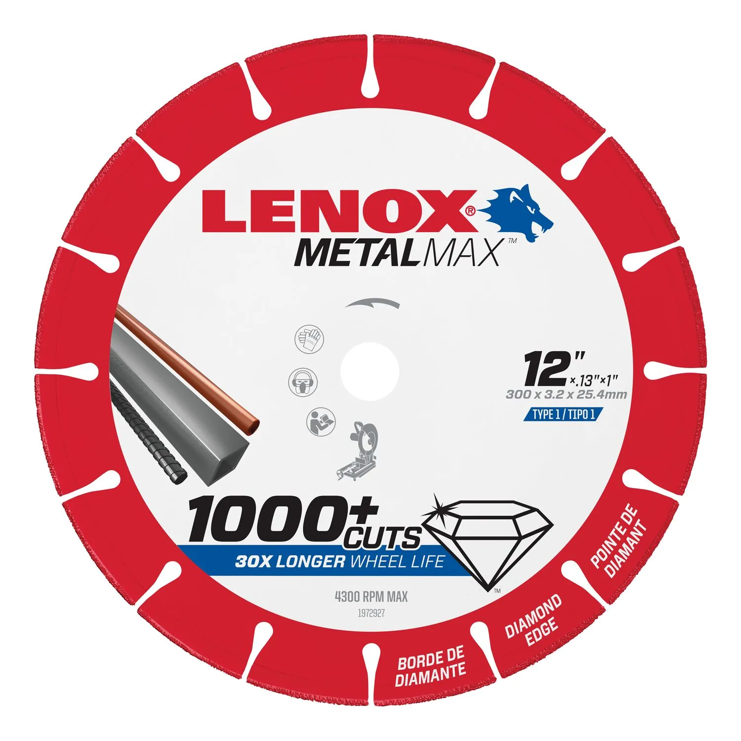 Lenox 12"X1"X.13" Metal Max Diamond Cutting Wheel Dg