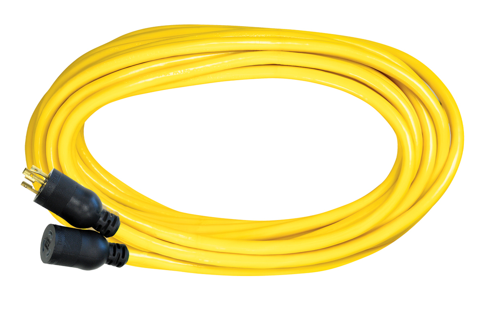 Voltec 12/3 100' Stw Yellow Lock Extension Cord - White Cap