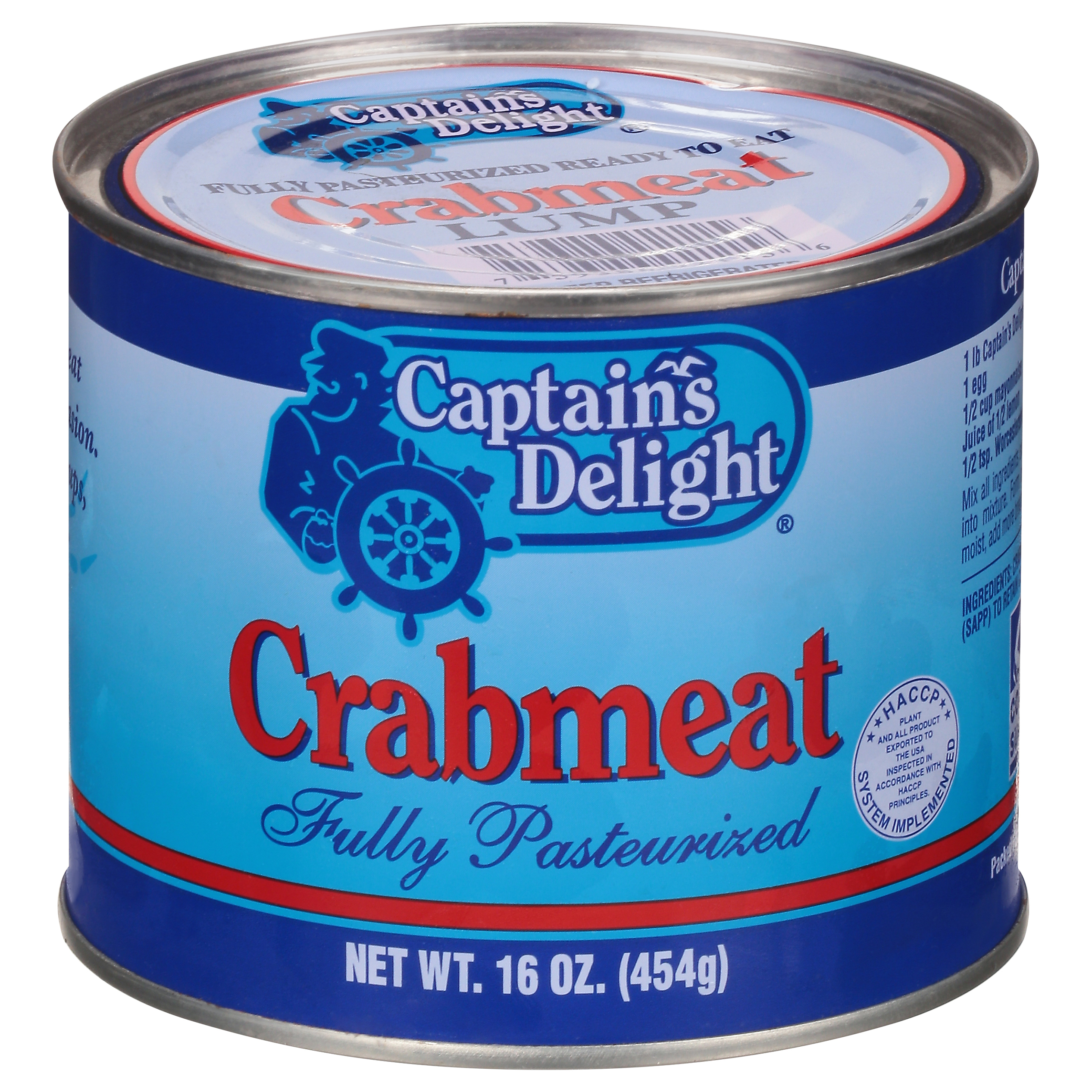 Captain's Delight Fully Pasteurized Lump Crabmeat 16 Oz