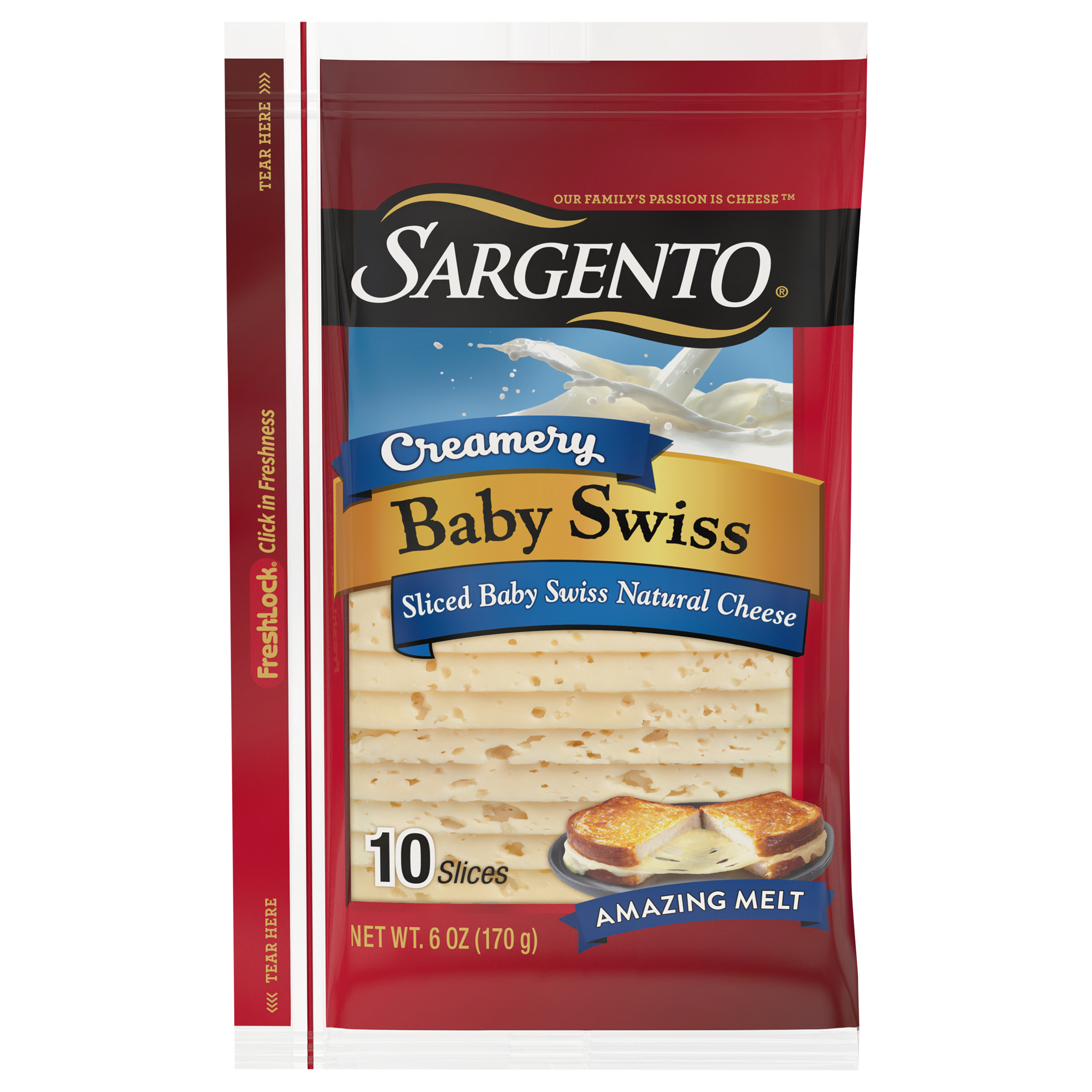 Cheese Slices, Baby Swiss, Natural, Creamery